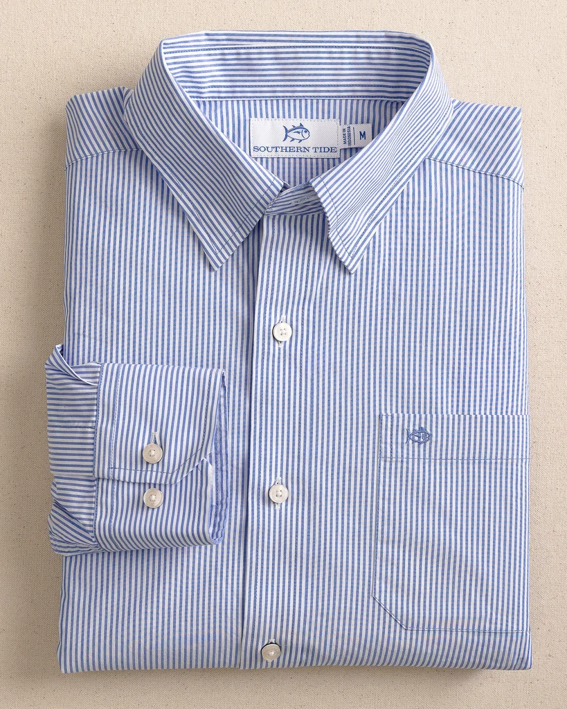 Professional Charleston Granby Stripe Embroidered Sport Shirt Pure