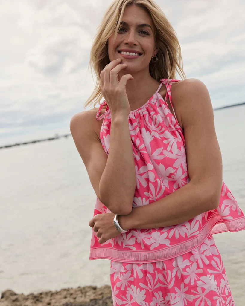 Excellent Chrissy Tie Shoulder Printed Top Minimalist