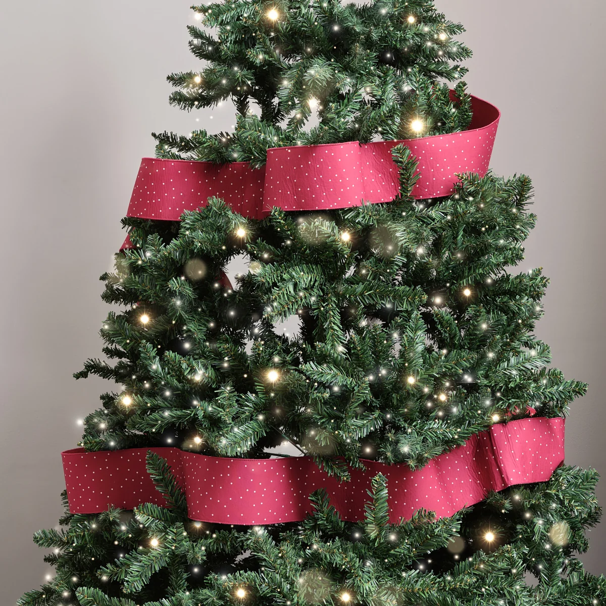 Consistent Red Polka Dot Detailed Fabric Tree Ribbon - 270cm 2.7m 106.3' Effective