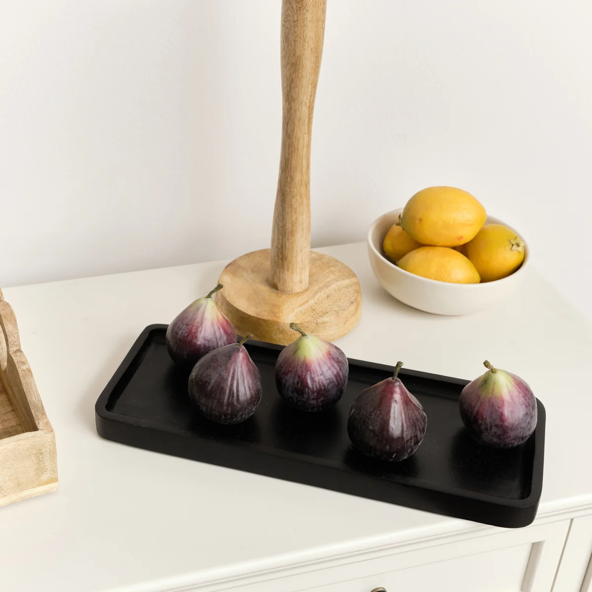 Versatile Black Wood Rectangular Wooden Tray - 34.5cm Responsible