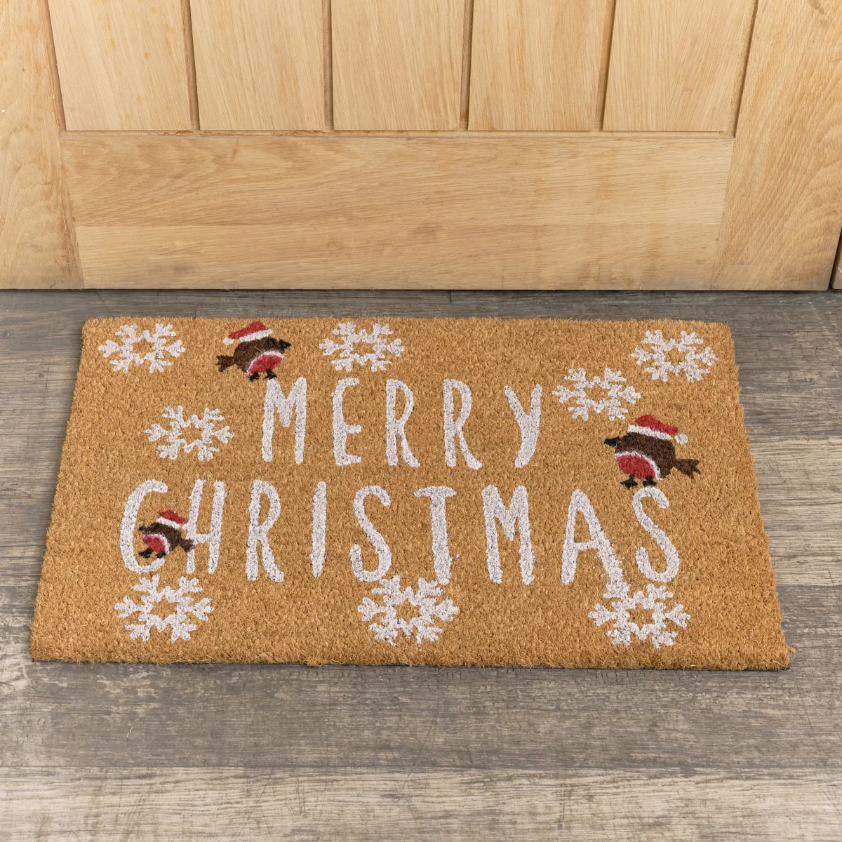 Responsible Merry Christmas Robin Detail PVC Backed Coir Doormat 60cm x 40cm Advanced