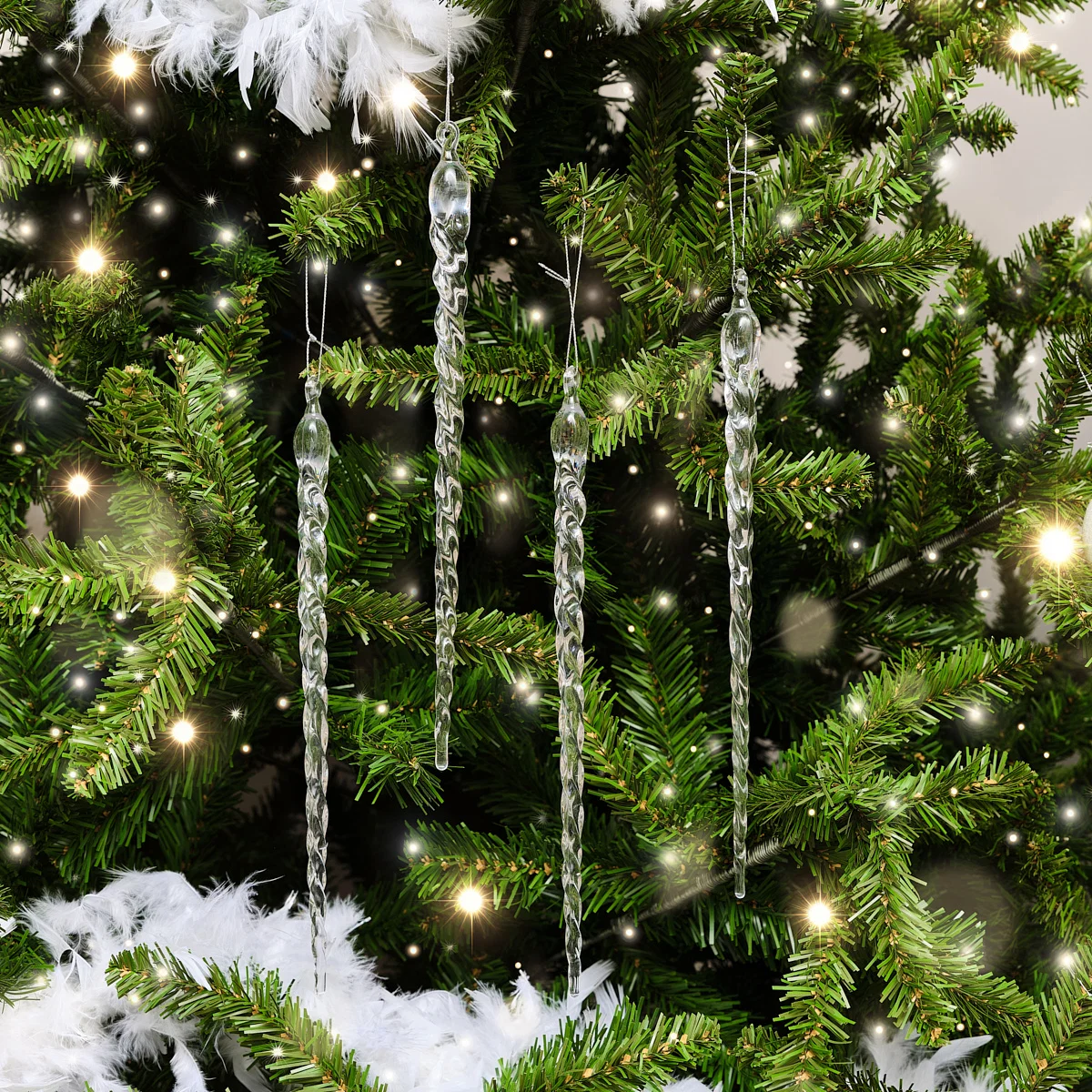 Eco-Friendly Set Of 4 Large Clear Acrylic Icicles - 29cm First-Class