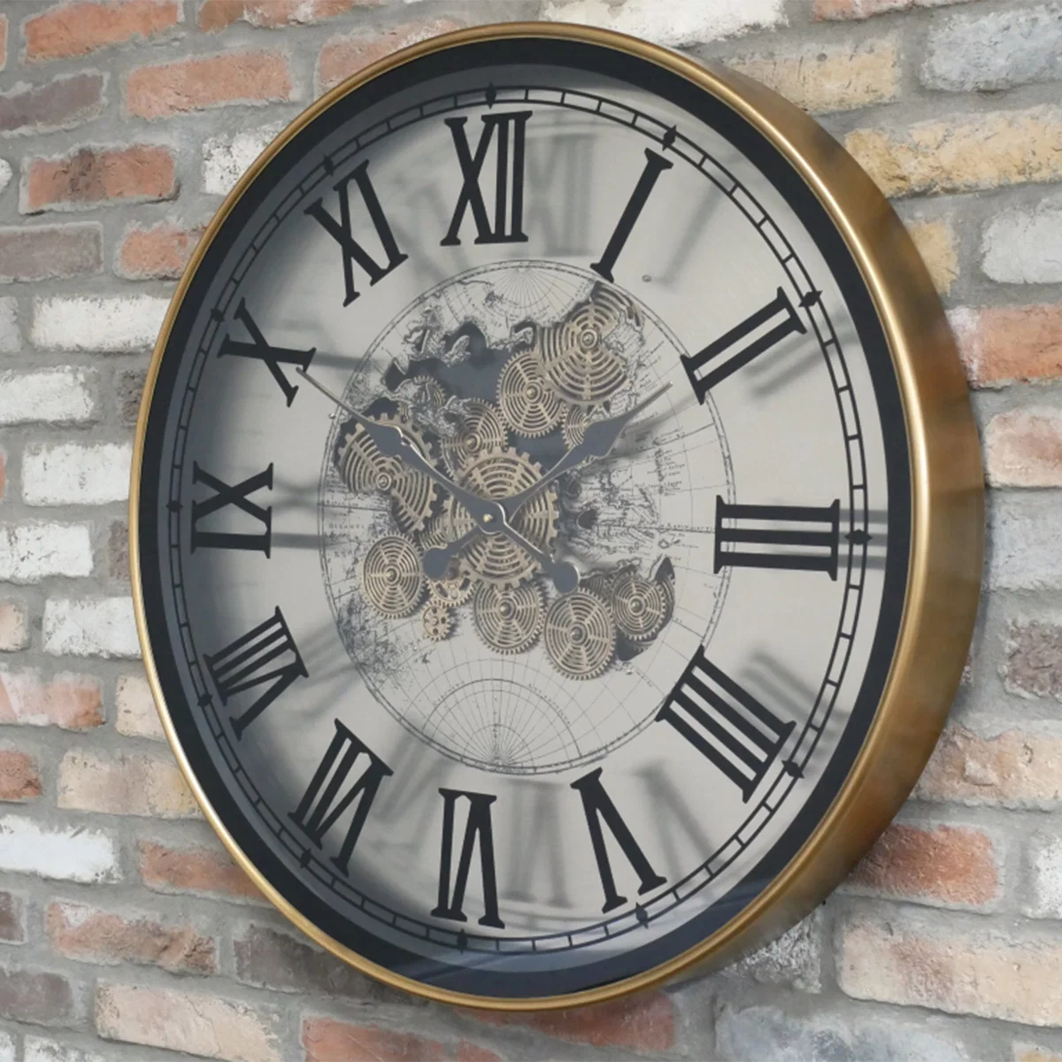Elegant Large Round Metal Black Gold Cog Clock 80cm x 80cm High-Performance