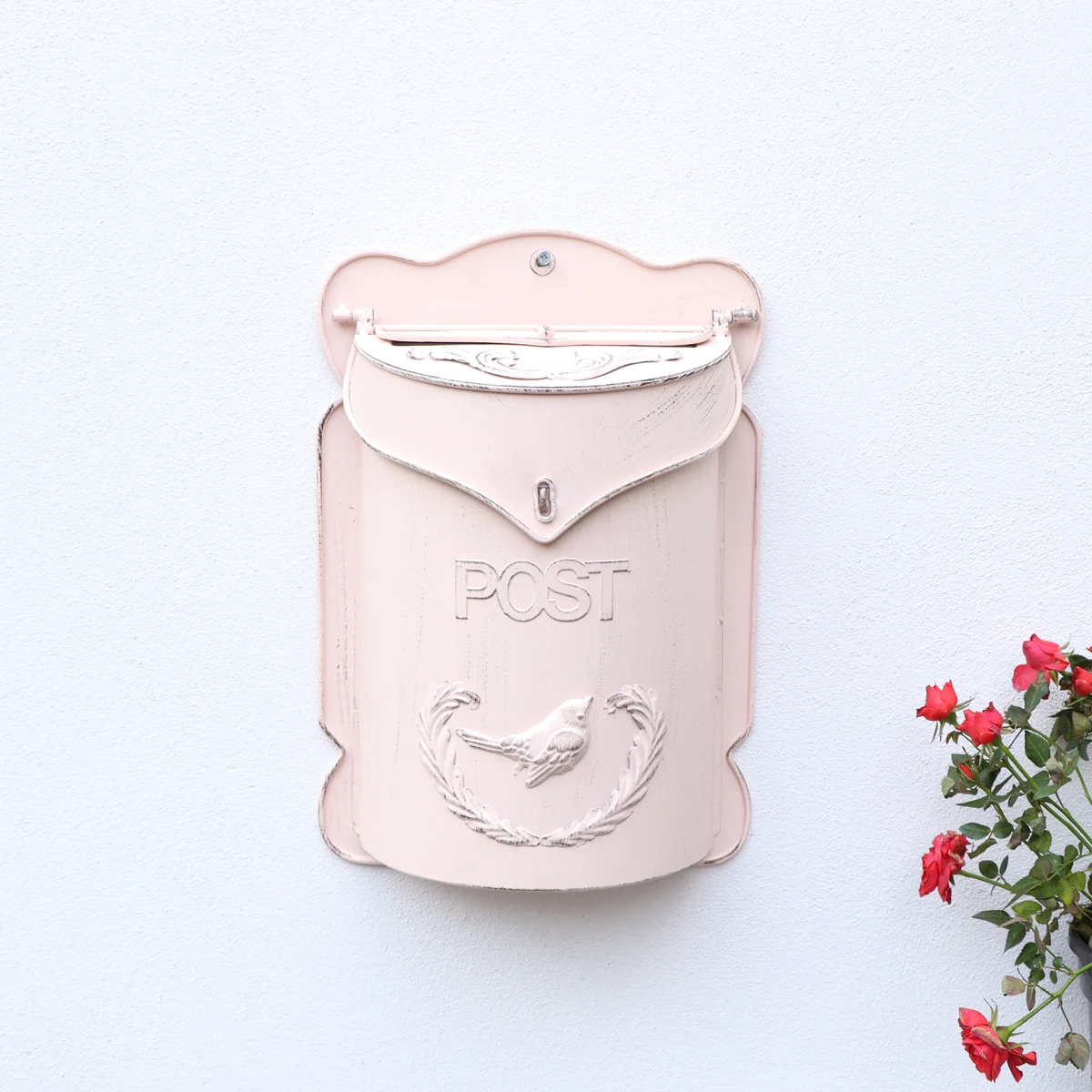 Official Light Pink Wall Mounted Metal Post Box Dependable
