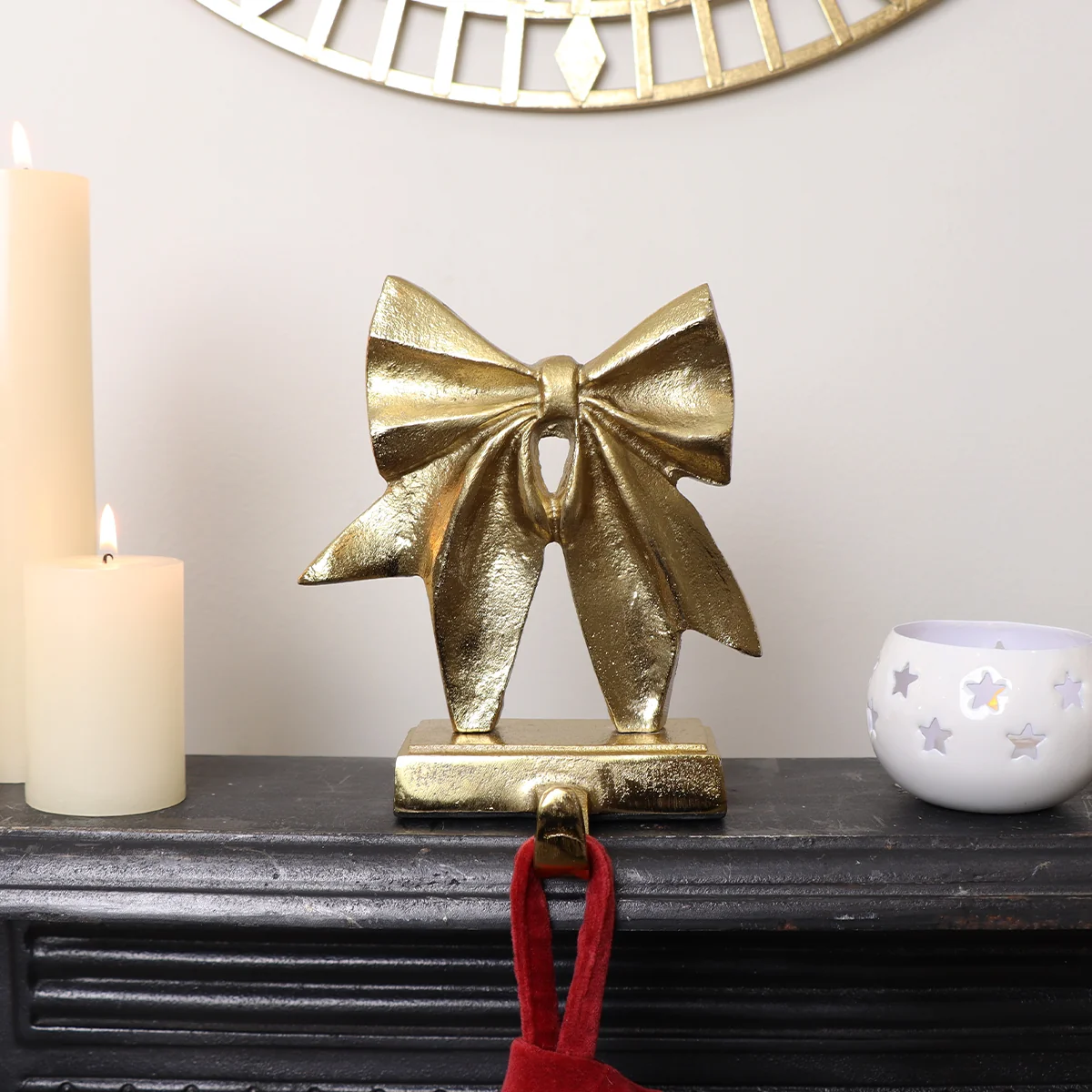 Secure Gold Bow Christmas Stocking Holder Quality