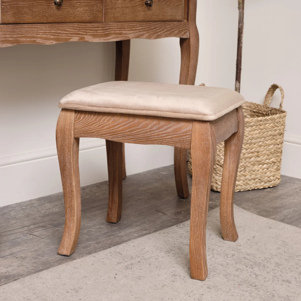 Recyclable Dark Wood Dressing Table Stool - Ashwell Range Fine Crafted
