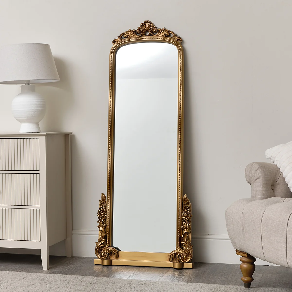 Minimalist Large Tall Arch Antique Gold Ornate Mirror - 150cm x 60cm Next-Generation
