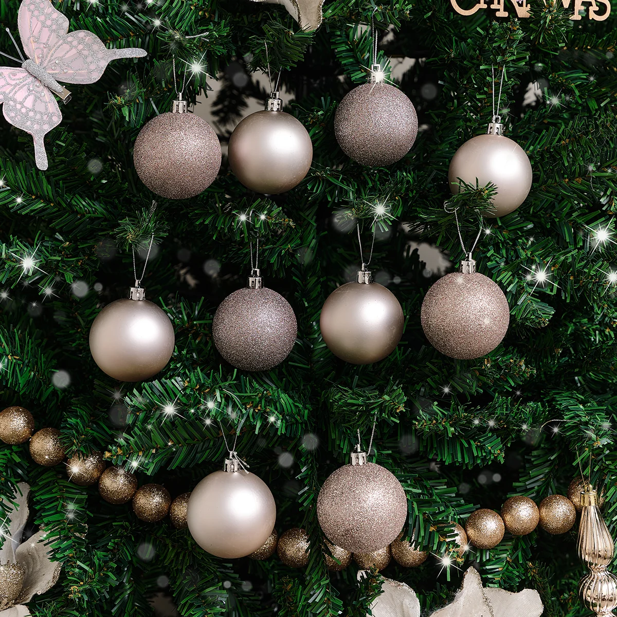Reusable Set of 10 Mixed Blush Pink Glitter Baubles Professional