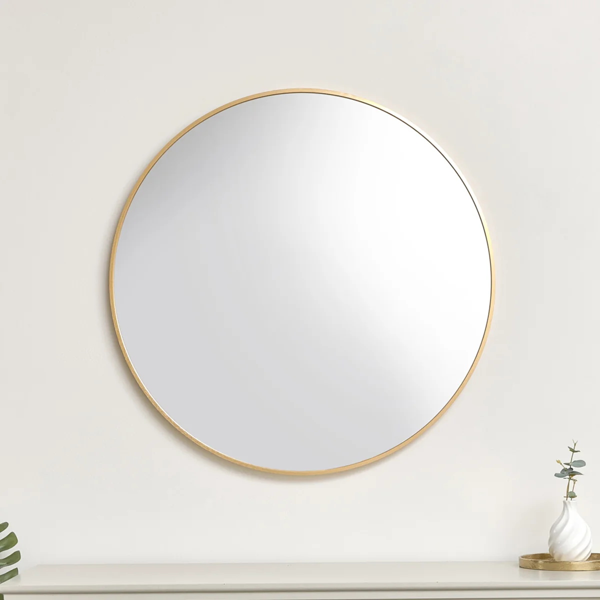 Convenient Large Round Antique Gold Wall Mirror - 80cm x 80cm Reusable