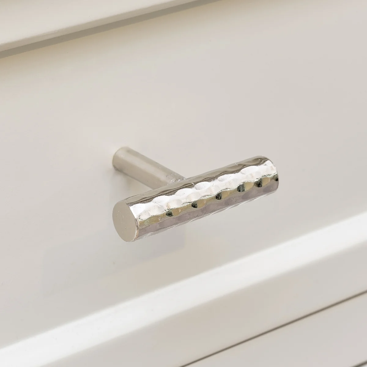 Sophisticated Silver Metal Hammered Drawer Bar Pull Handle 5.5cm User-Friendly