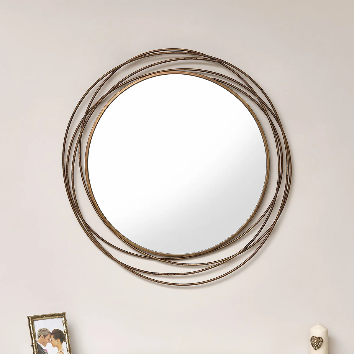 Top-Quality Large Antique Gold Swirl Wall Mirror - 88cm x 85cm Consistent