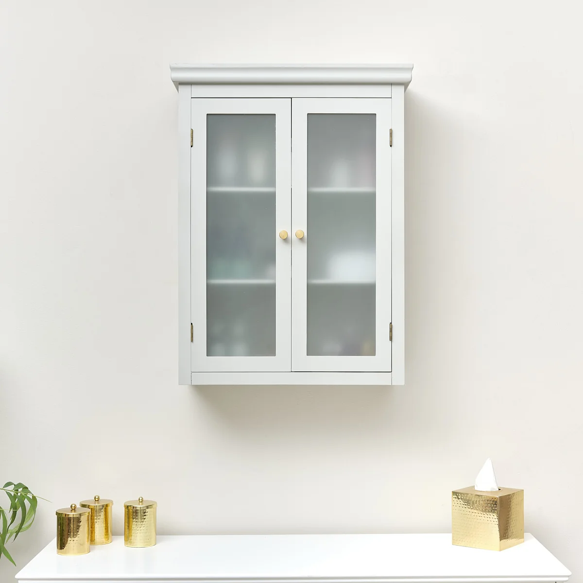 Unique Grey Frosted Glass Fronted Wall Cabinet 75cm x 57cm Verified