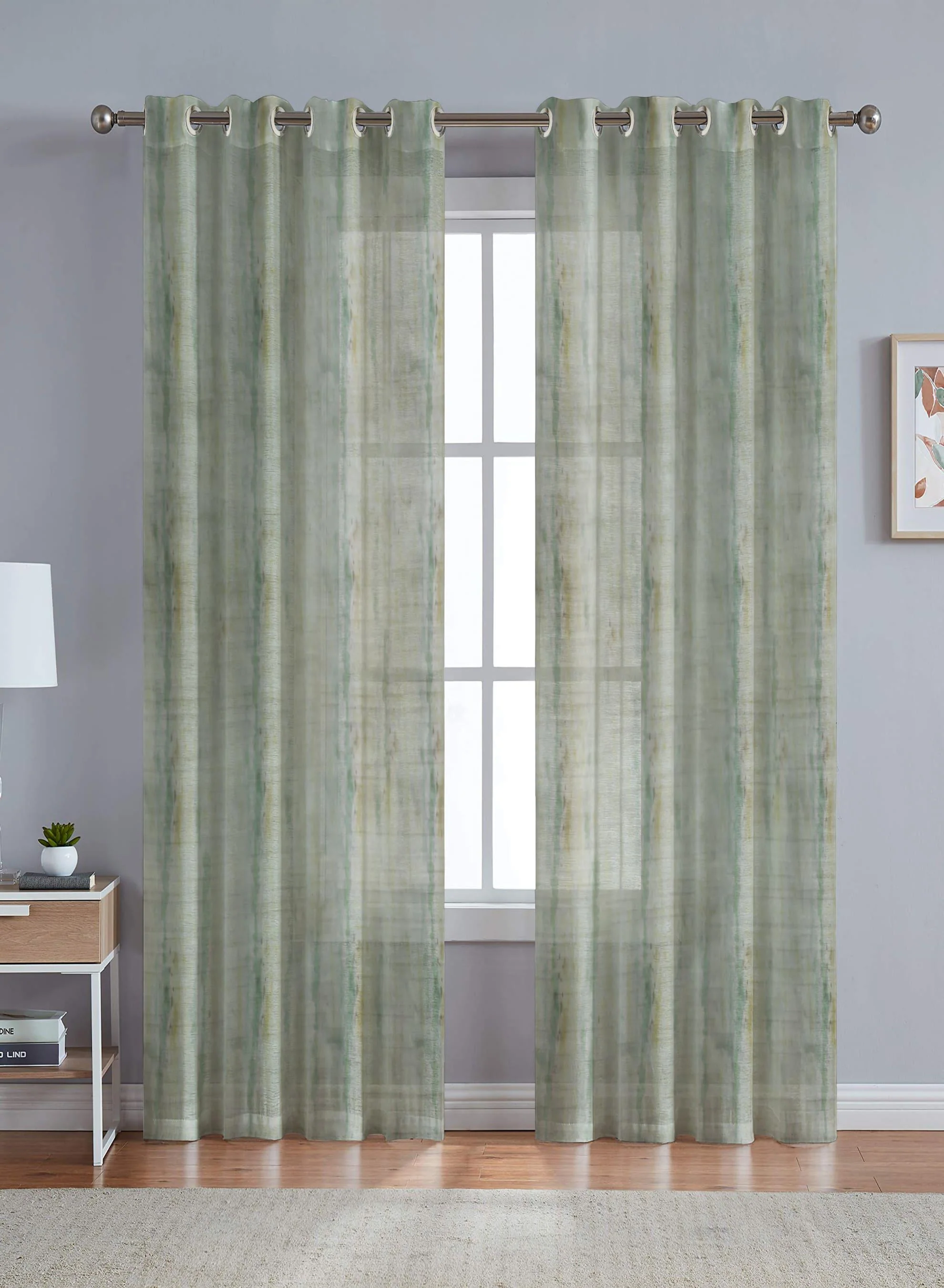 Casual Solana Sheer Curtains Airy Print with Serene Charm Olive Green Set of 2 Fully CustomizableThe Guide to Measuring and Choosing Curtains Unique