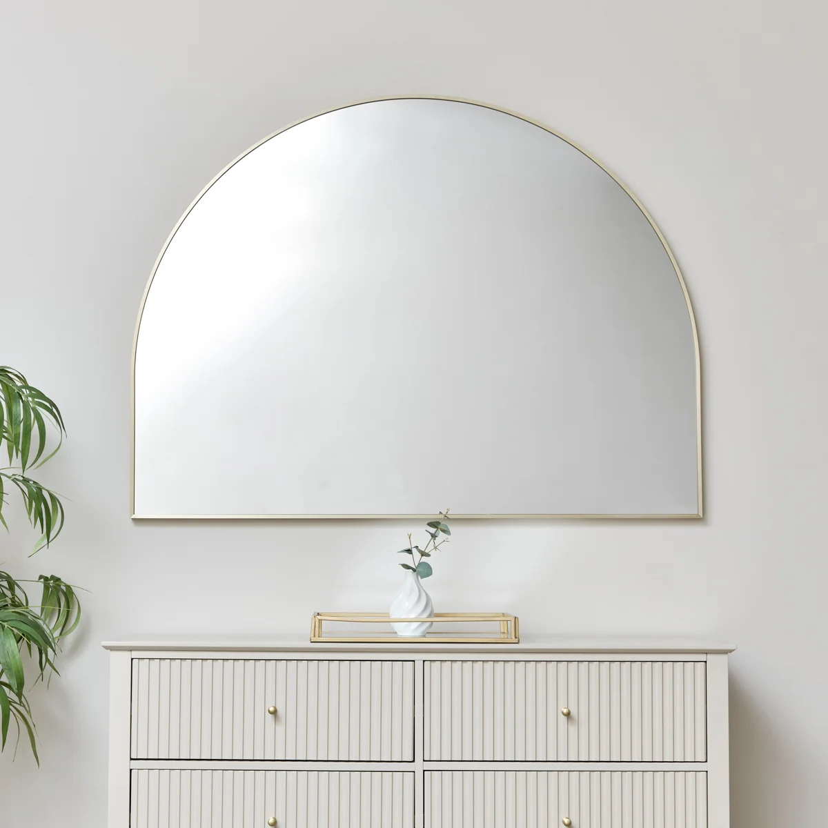 Functional Large Gold Arched Wall Mirror 90cm x 120cm Outstanding