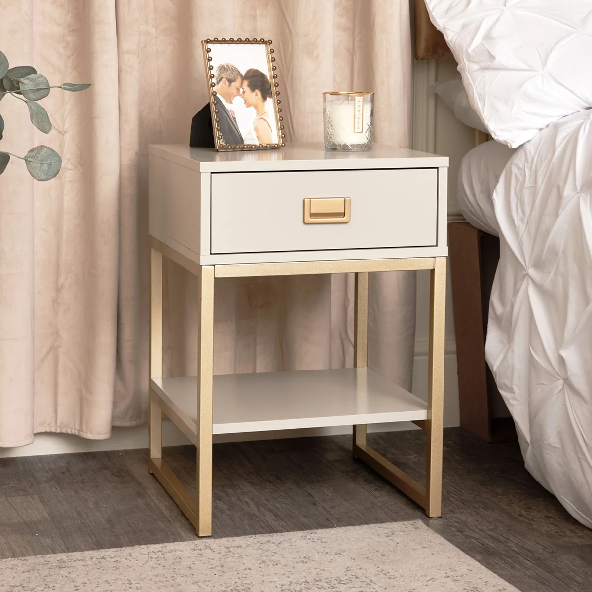 Smooth One Drawer Bedside Table - Elle Stone Range Clean
