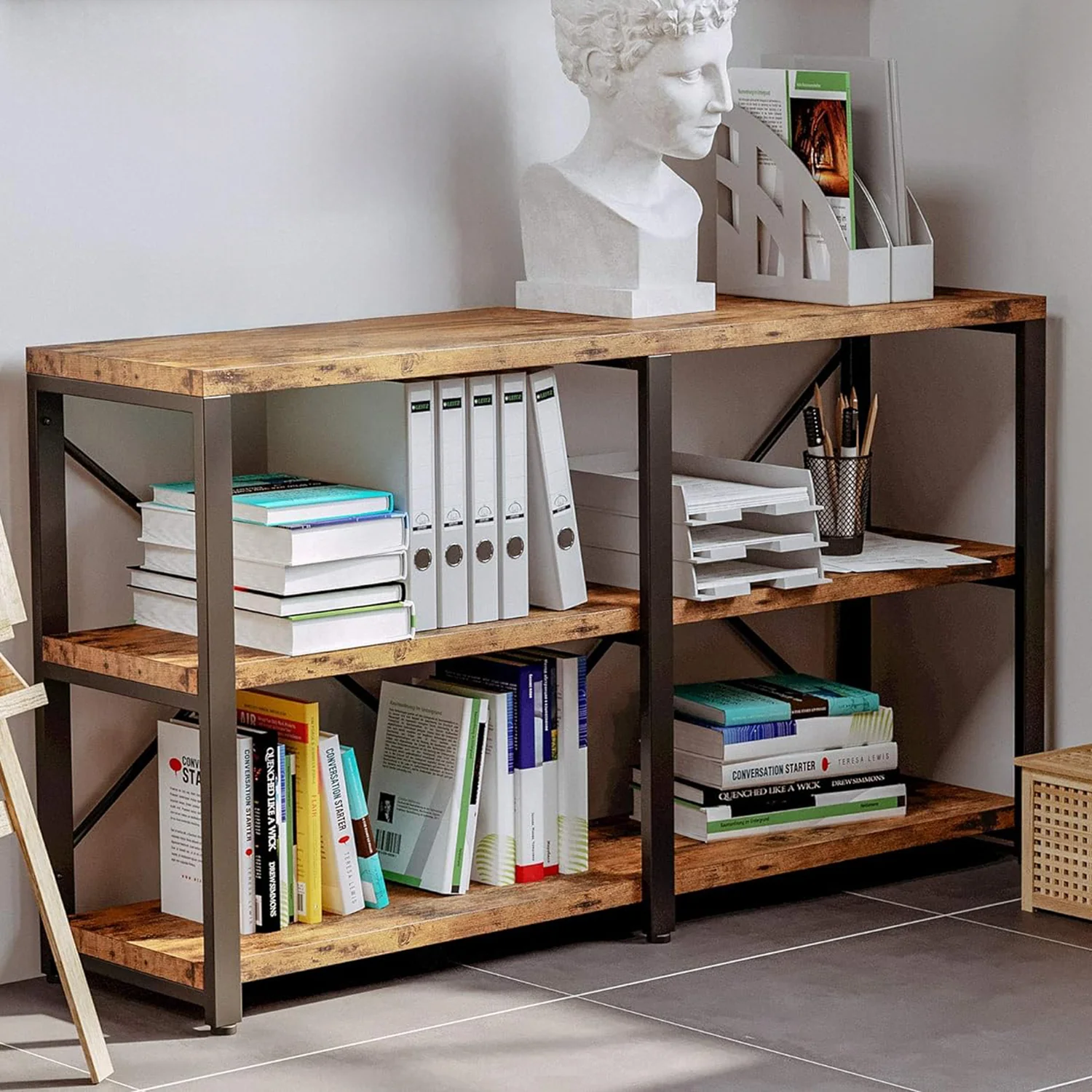 Functional Entryway Console Table 55 in 3-Tier Hallway Table TV Stand Entertainment Center Media Stand Industrial Style VintageEntryway Console Table 55 in 3-Tier Hallway Table TV Stand Entertainment Center Media Stand Industrial Style Vintage Fast