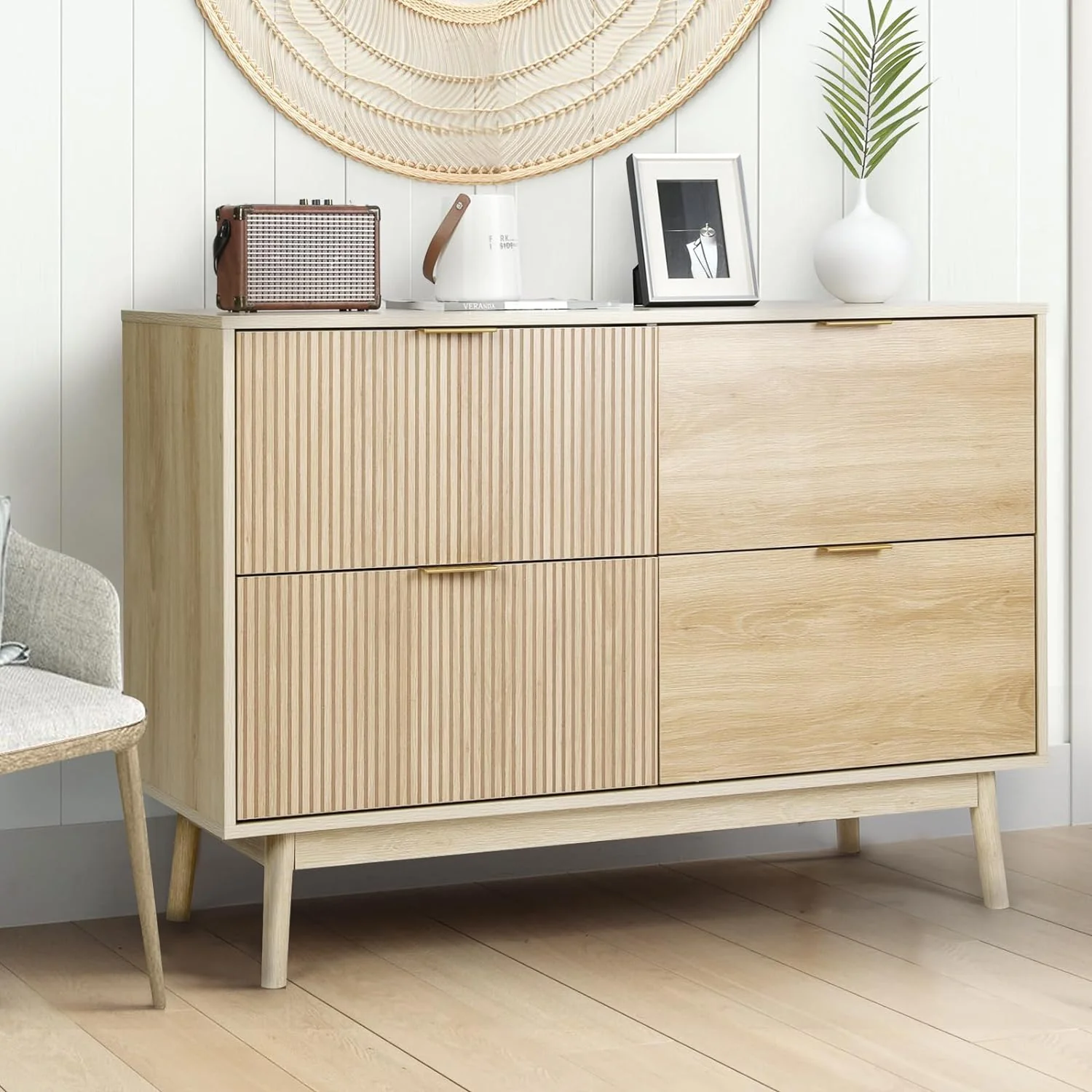 Effective 4 Drawer Dresser Farmhouse Storage Chest with Wide Drawers4 Drawer Dresser Farmhouse Storage Chest with Wide Drawers Detailed