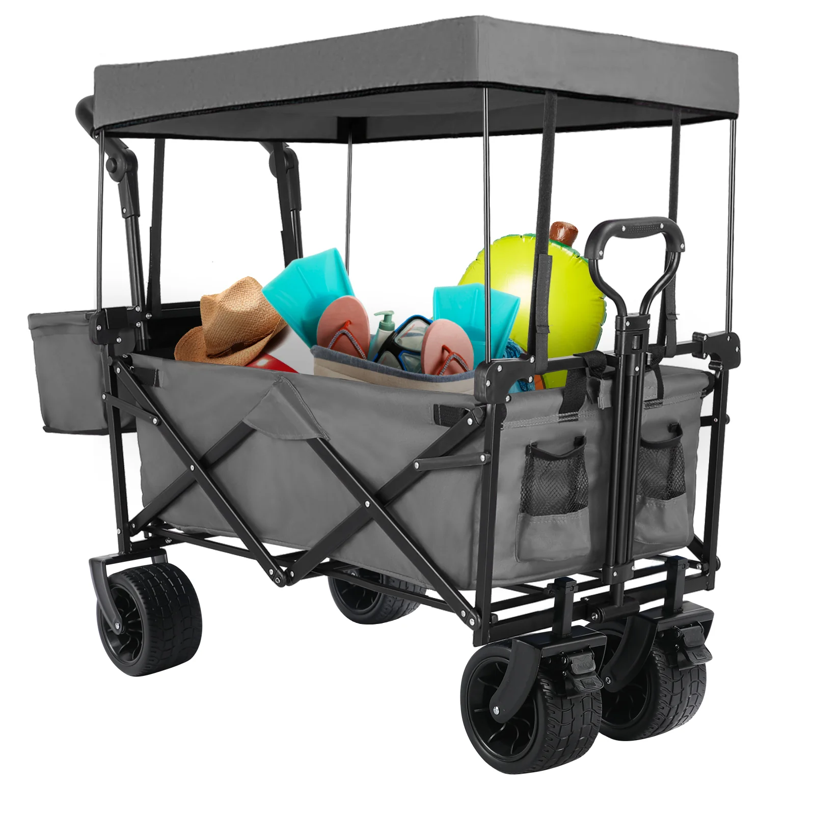 First-Class Discontinued Folding Wagon All-Terrain Wheels Camping Cart with Canopy and Basket Discontinued Folding Wagon All-Terrain Wheels Camping Cart with Canopy and Basket Healthy