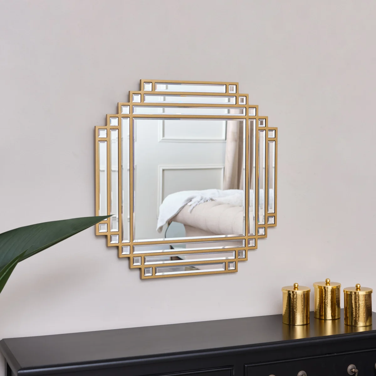 Casual Square Gold Art Deco Fan Wall Mirror 55cm x 55cm Consistent