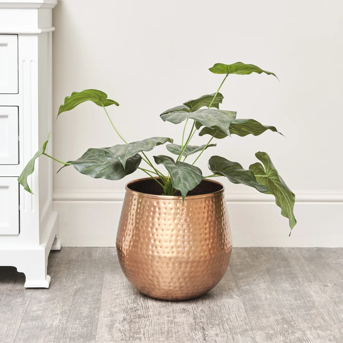 Refined Medium Copper Hammered Metal Planter Traditional