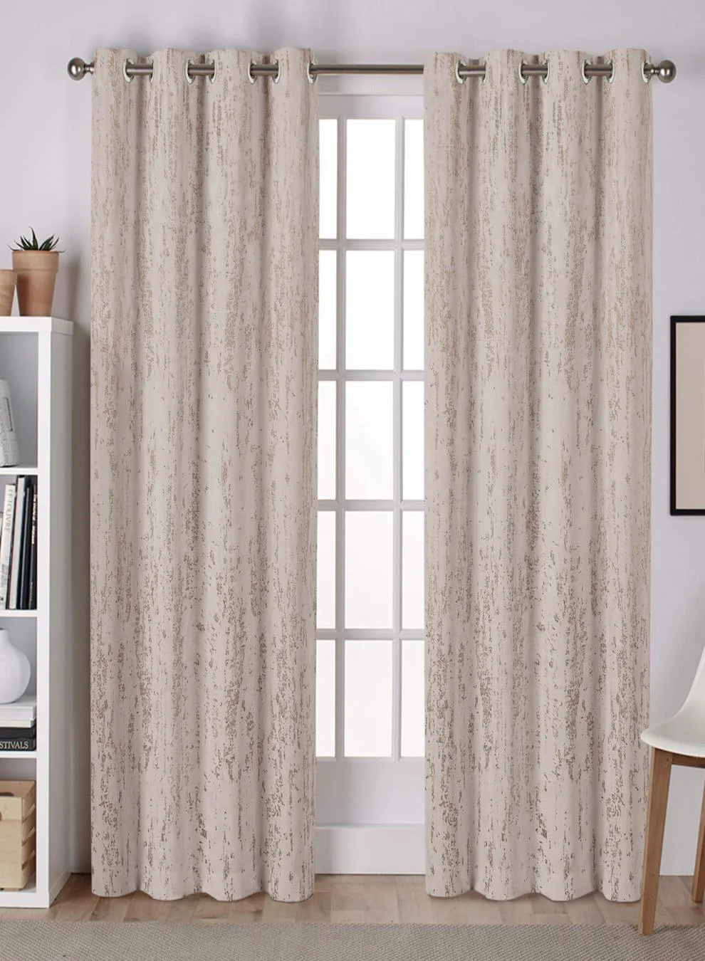 Exceptional Lyon Cotton Room Darkening Curtains Premium Foil Print Beige Set of 2 Fully CustomizableThe Guide to Measuring and Choosing Curtains Elite