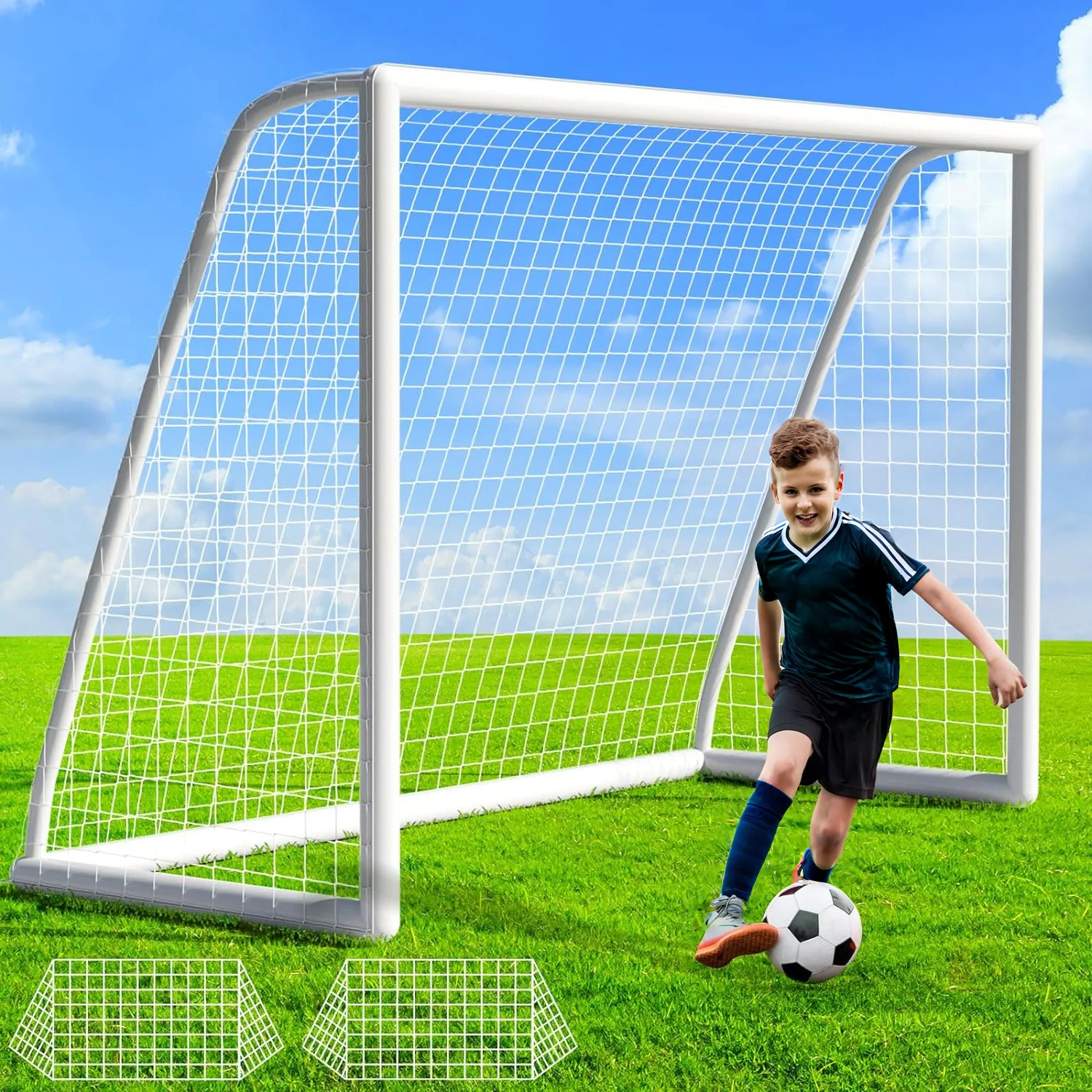 Organic 10x6.5FT Backyard Soccer Goal Set Youth Soccer Goal with Rainproof UPVC Frame for Kids and Adults10x6.5FT Backyard Soccer Goal Set Youth Soccer Goal with Rainproof UPVC Frame for Kids and Adults Soft