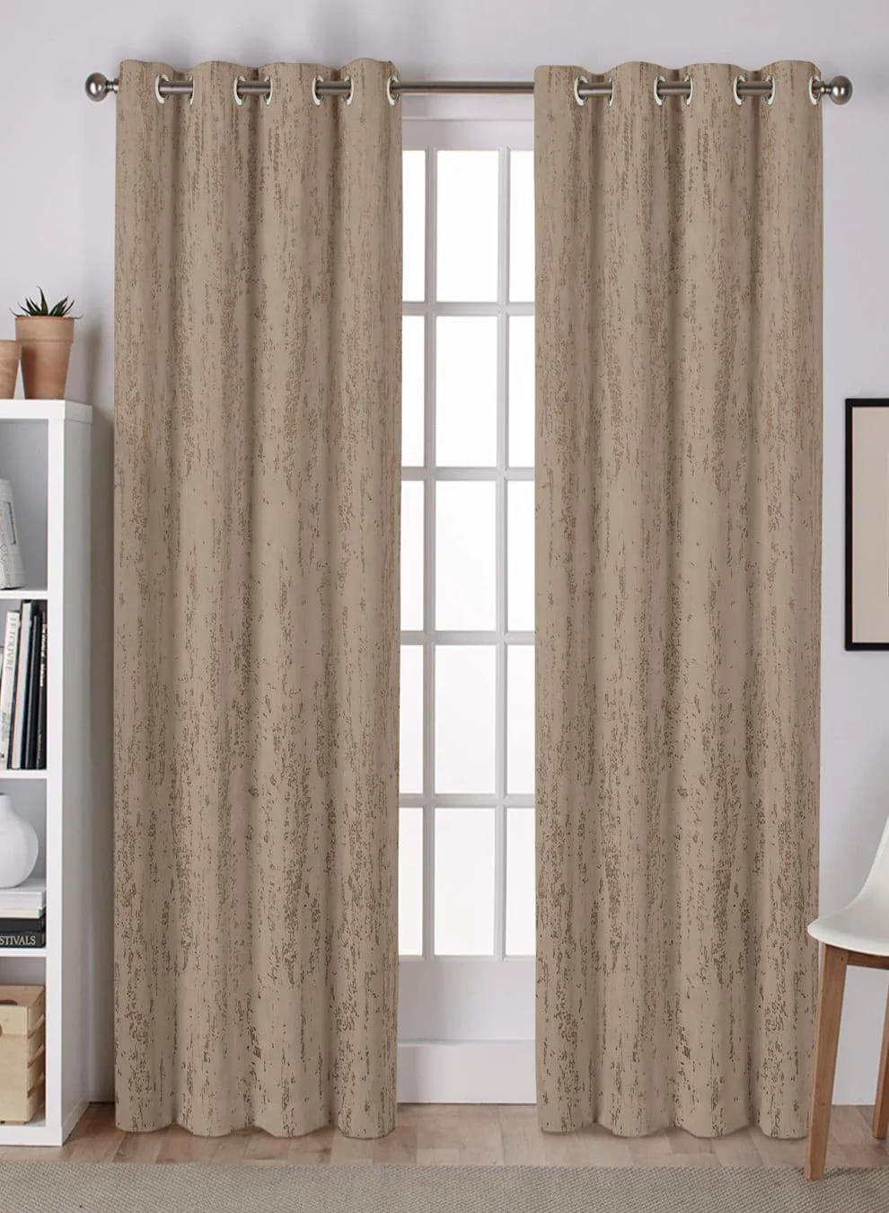 Fine Crafted Lyon Cotton Room Darkening Curtains Premium Foil Print Camel Set of 2 Fully CustomizableThe Guide to Measuring and Choosing Curtains Prestigious