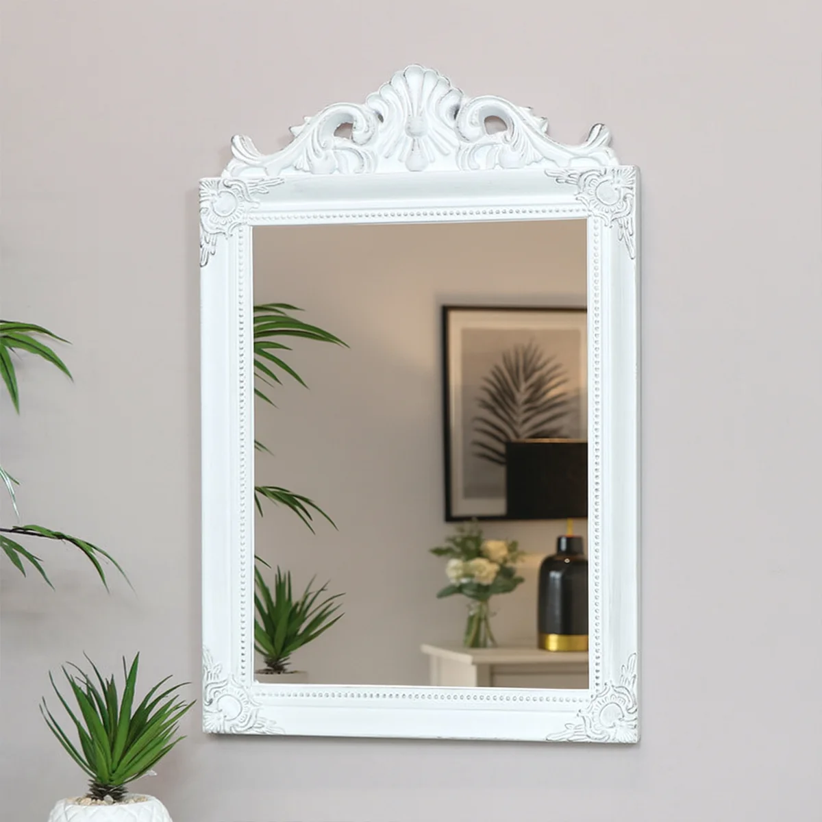 Professional Antique White Wall Mirror 36cm x 55cm Elegant