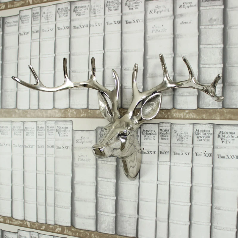Reliable Silver Metal Stags Head 38cm x 25cm Natural