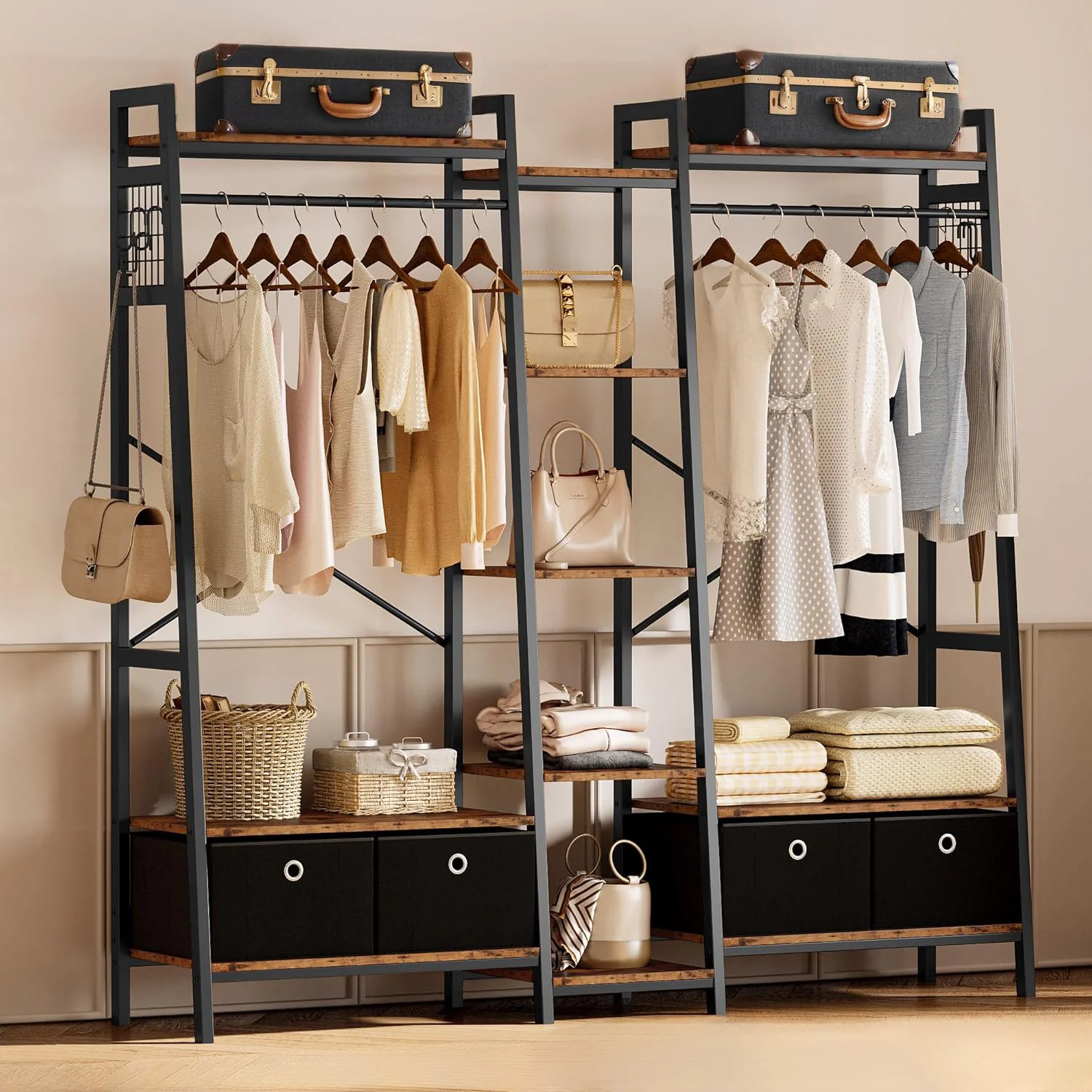 Official Industrial Closet Rack Closet Organizer Storage Shelves Heavy Duty Garment Rack with Hanging Rods 4 DrawersIndustrial Closet Rack Closet Organizer Storage Shelves Heavy Duty Garment Rack with Hanging Rods 4 Drawers Optimized