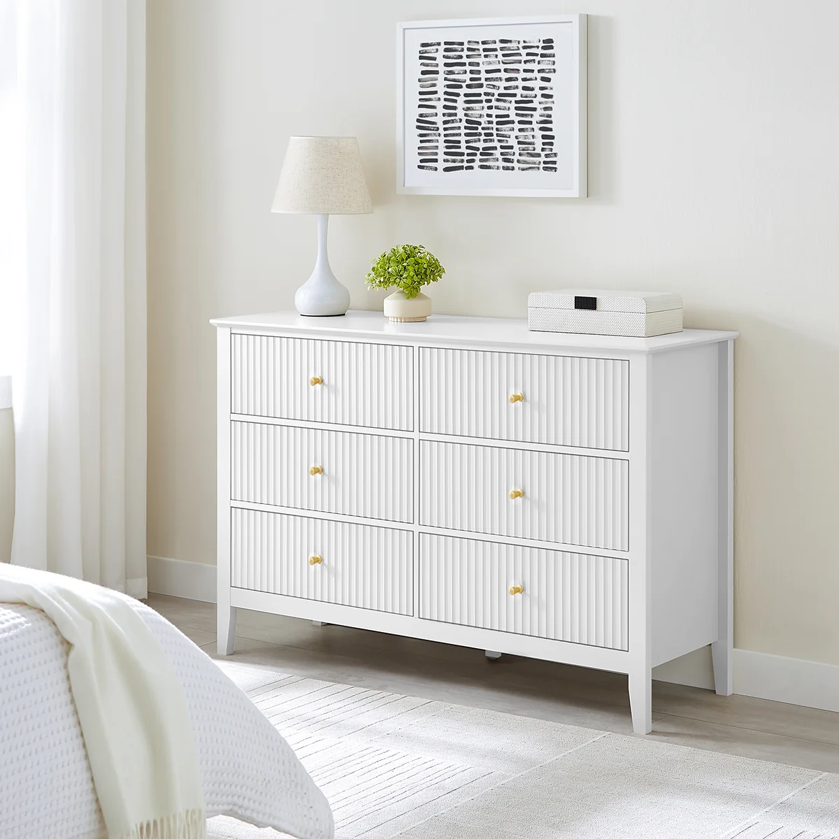 Healthy Large 6 Drawer Chest of Drawers - Hales White Range Smart
