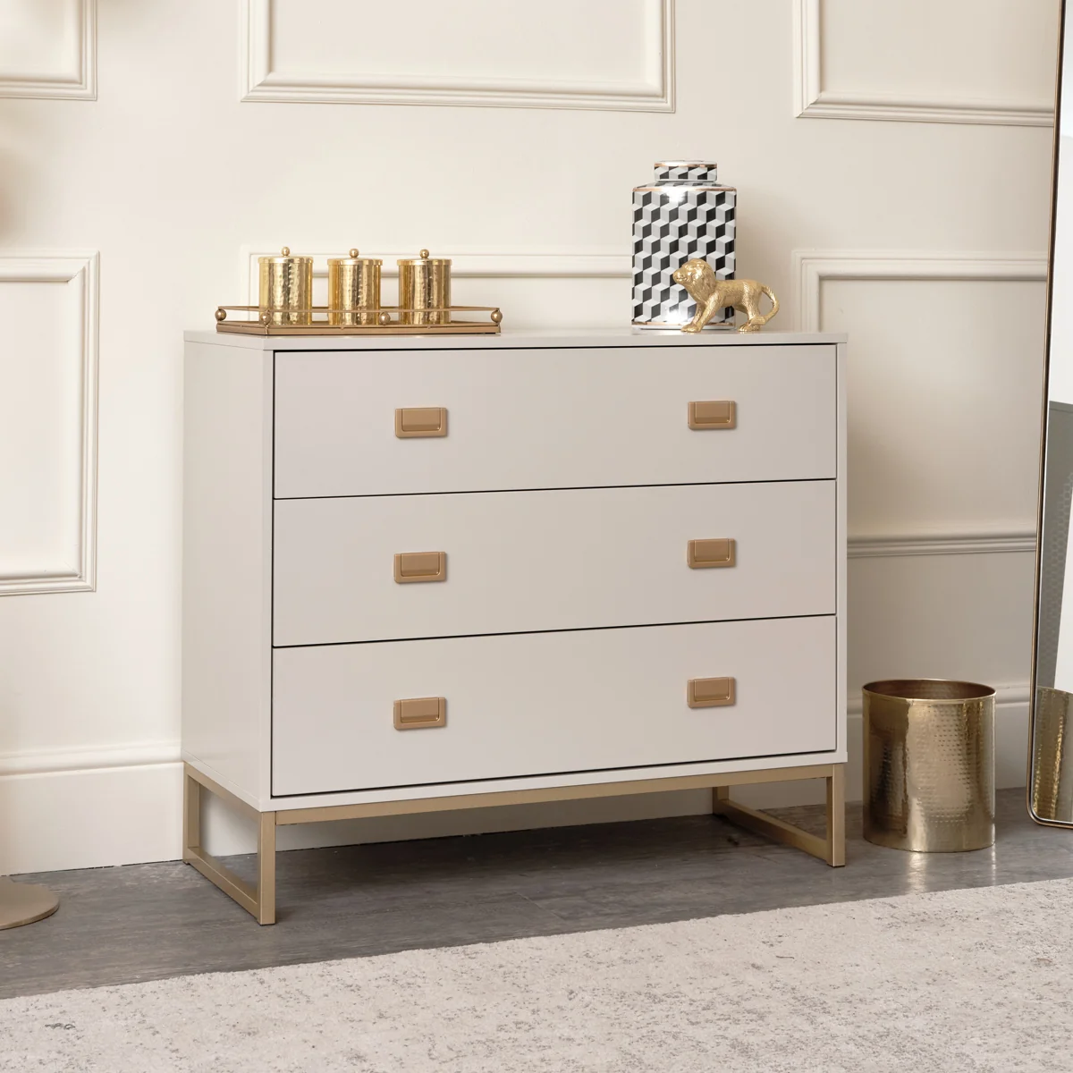 Easy-to-Use Large 3 Drawer Chest of Drawers - Elle Stone Range Powerful