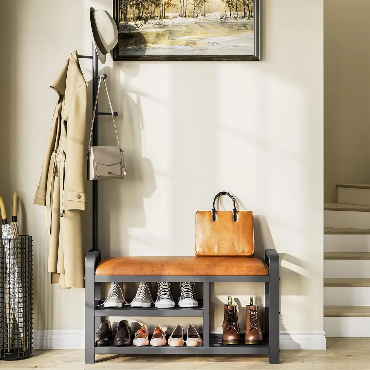 Detailed Shoe Bench Hall Tree Coat Rack with Bench standing Coat Rack with Shoe Storage for Entryway HallwayShoe Bench Hall Tree Coat Rack with Bench standing Coat Rack with Shoe Storage for Entryway Hallway Trusted
