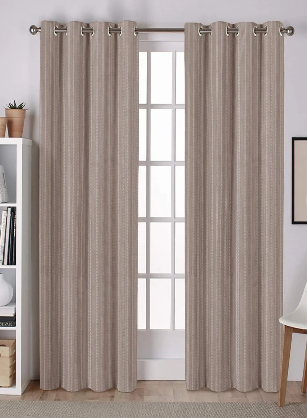 Contemporary Lyon Cotton Blackout Curtains Subtle Striped Weave Total Light Block Brown Set of 2 Fully CustomizableThe Guide to Measuring and Choosing Curtains Fine Crafted