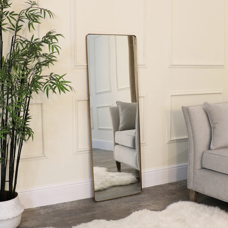 Premium Large Brushed Gold Wall Leaner Mirror - 47cm x 142cm Selected