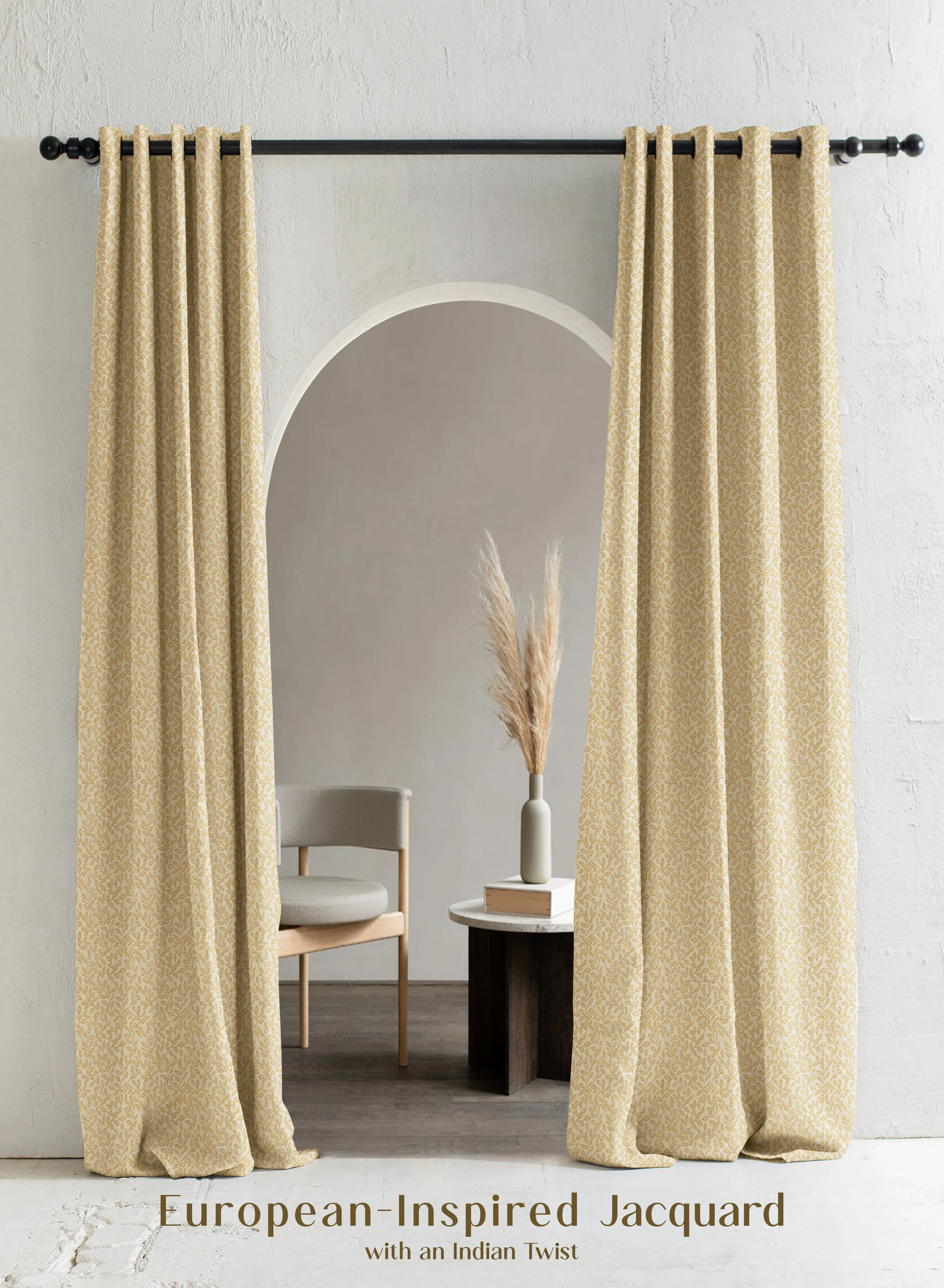 Sustainable Eudora Jacquard Room Darkening Curtains European Jacquard Weave Champagne Gold Set of 2 Fully CustomizableThe Guide to Measuring and Choosing Curtains Enhanced