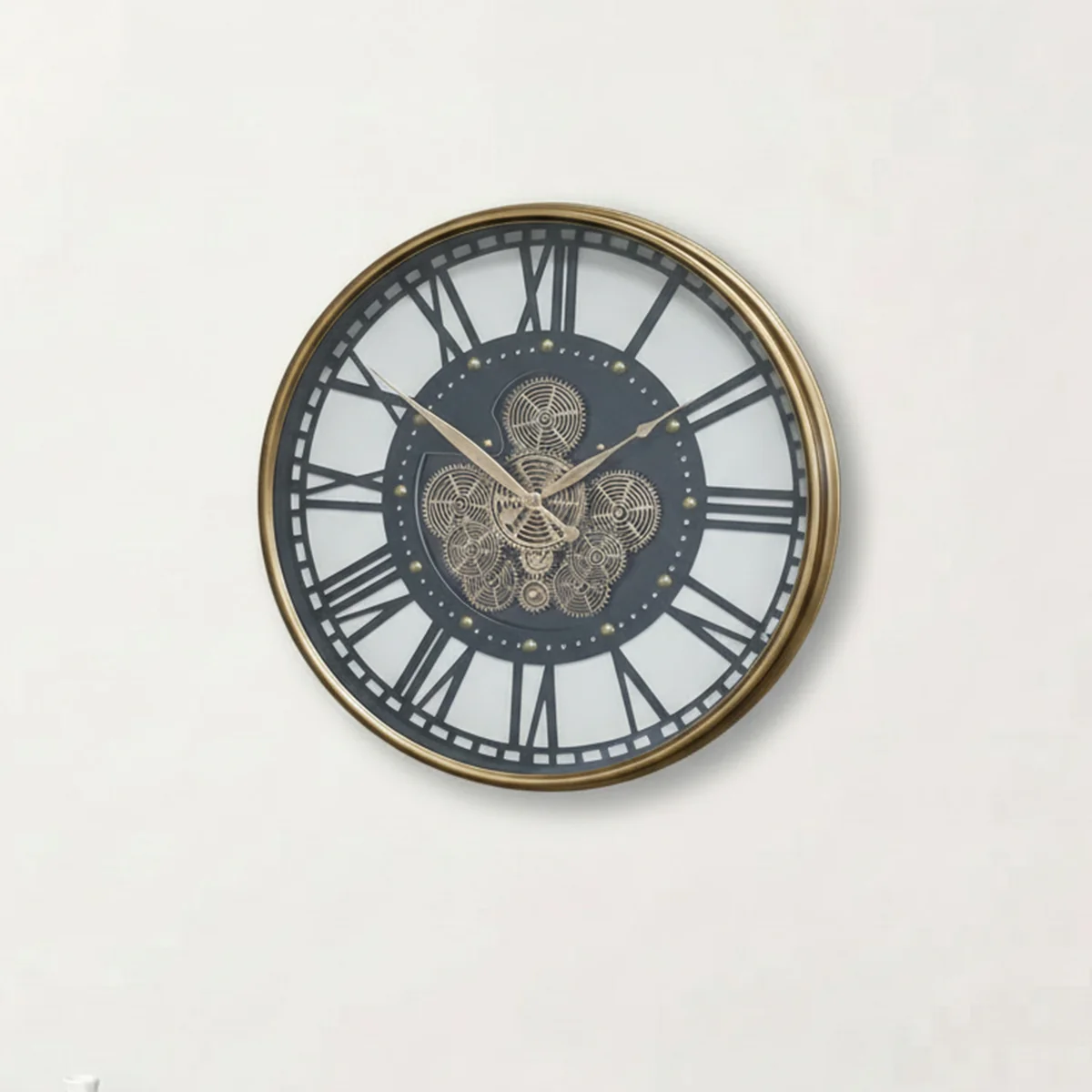 Organic Round Gold Metal Cog Clock - 54cm x 54cm Premium