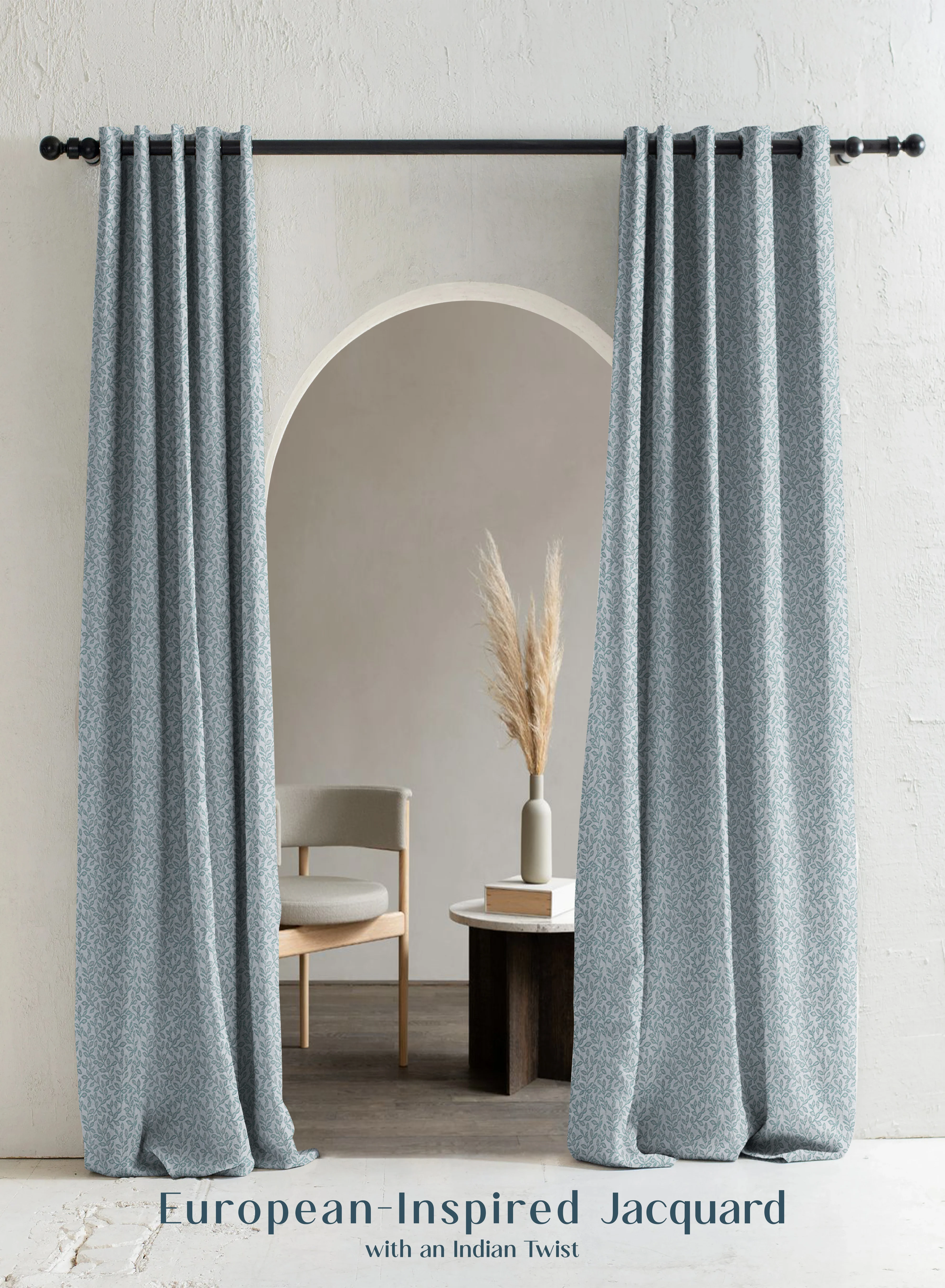 Green Eudora Jacquard Blackout Curtains European Jacquard Weave Total Light Block Twilight Aqua Set of 2 Fully CustomizableThe Guide to Measuring and Choosing Curtains Casual