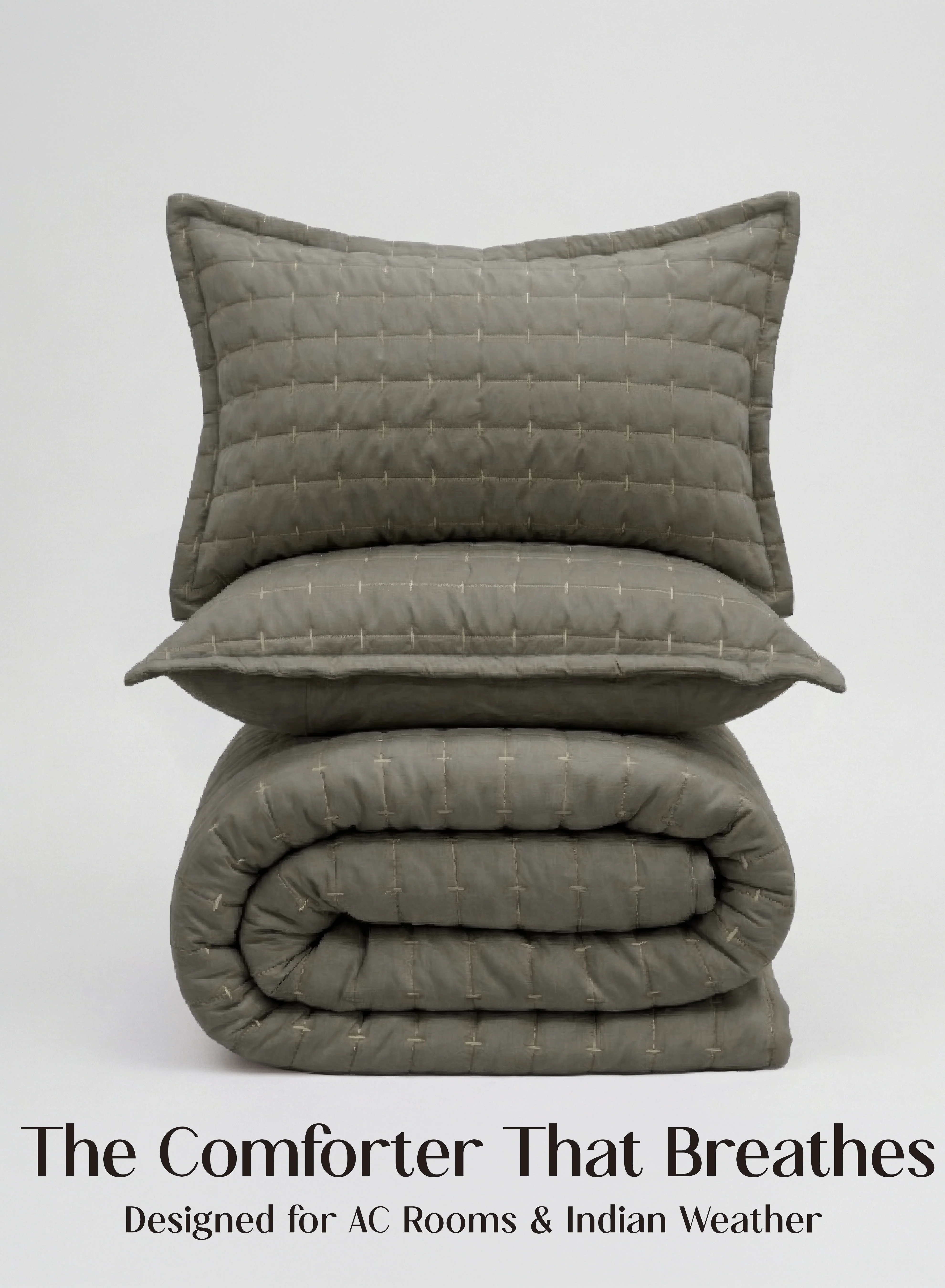 Expertly Made CloudTouch™ 5-Piece AC Comforter Set 33 Oversized Includes 2 Pillow 2 Cushion Covers Smoked Coffee Genuine