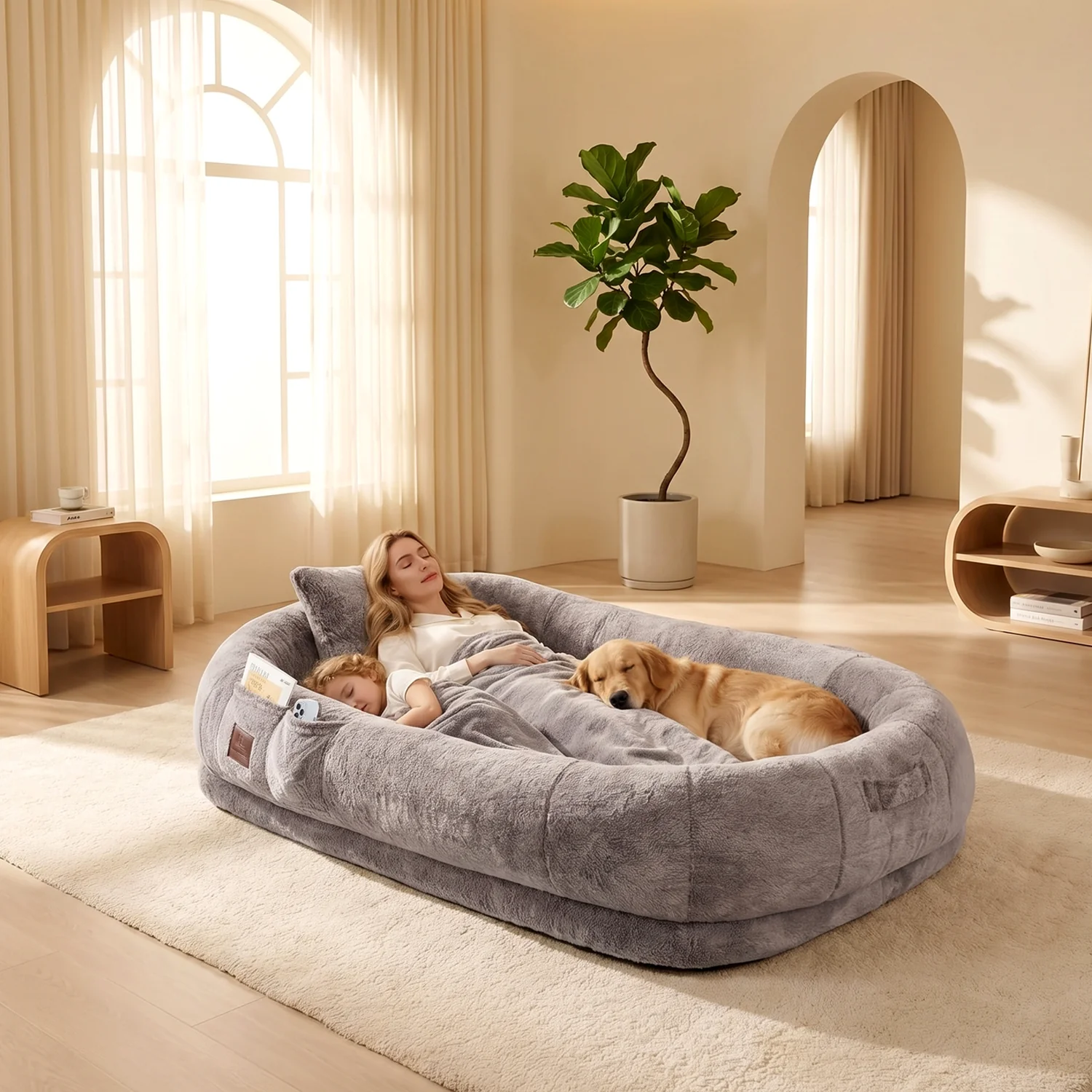 Safe Human Dog Bed for Adults 75 x47 x11 Washable Dog Bed with Removable Waterproof Cover Blanket Pillow Bolster SidesHuman Dog Bed for Adults 75 x47 x11 Washable Dog Bed with Removable Waterproof Cover Blanket Pillow Bolster Sides Healthy