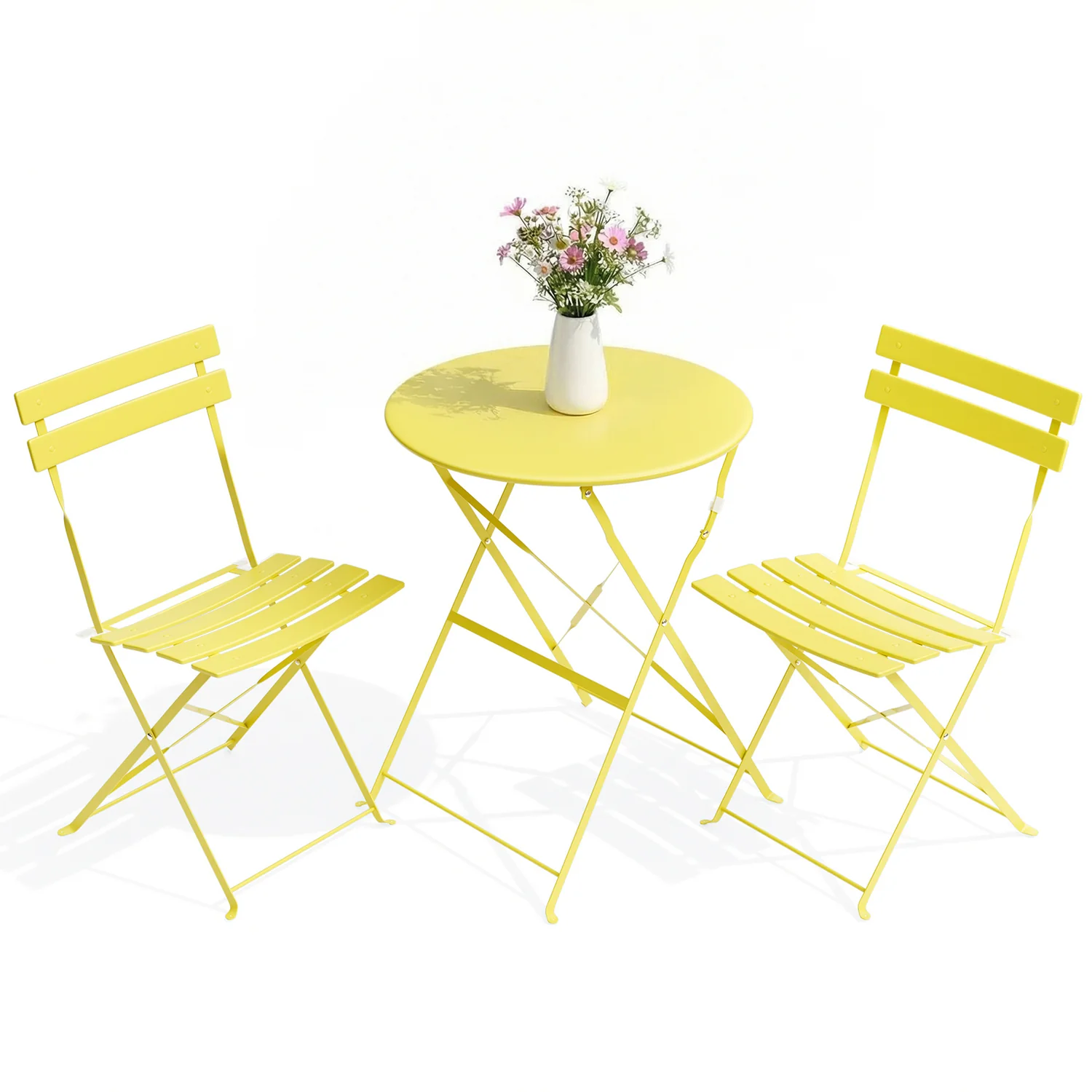 Quality 3-Piece Folding Bistro Set Round Patio Table with 2 Chairs Outdoor Furniture Sets for Balcony Garden Porch3-Piece Folding Bistro Set Round Patio Table with 2 Chairs Outdoor Furniture Sets for Balcony Garden Porch Relaxed