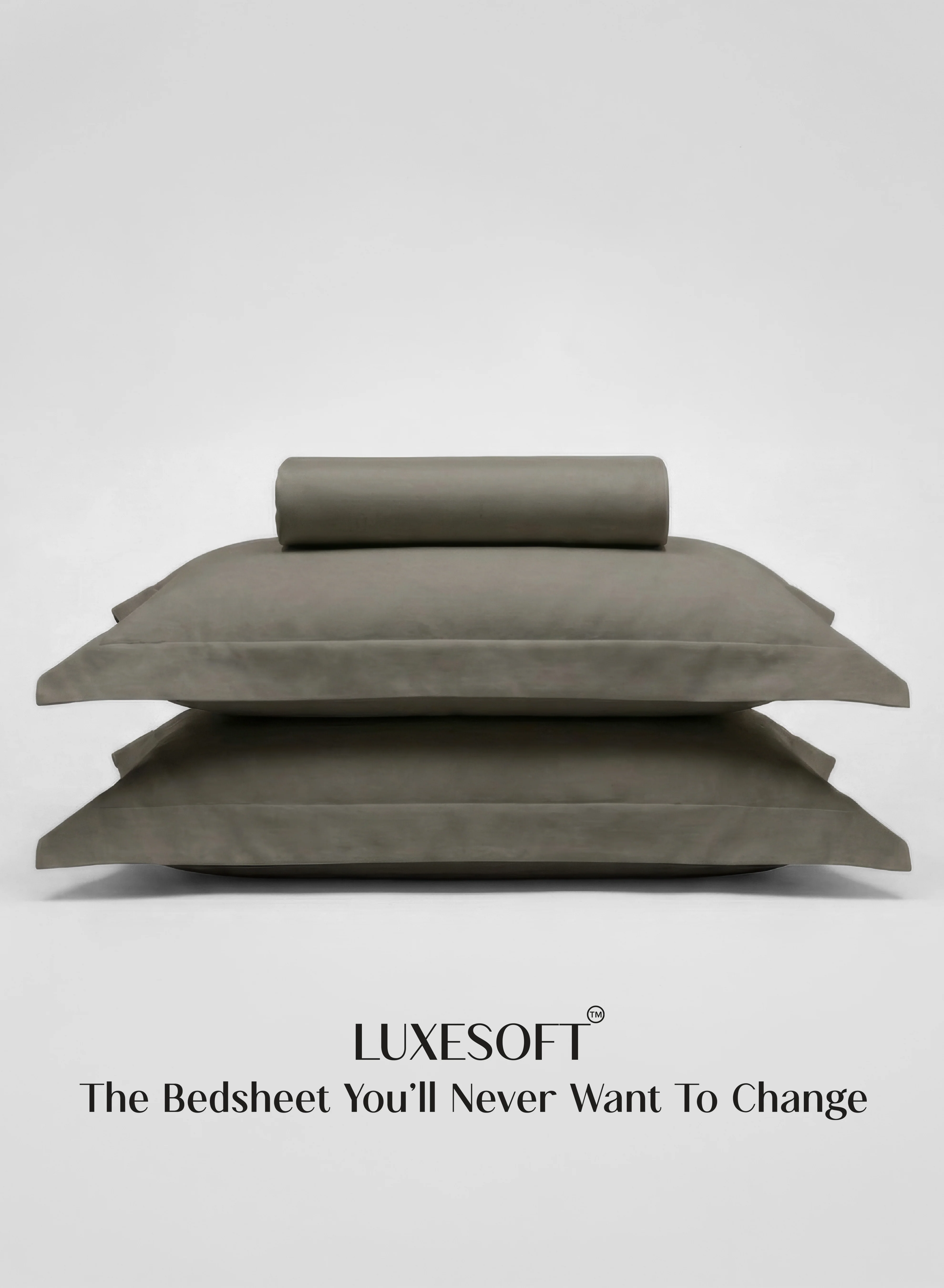 Expertly Made LuxeSoft™ Double Bedsheet Set Oversized King Includes 2 Pillow Covers 2 Cushion Covers Smoked Coffee Responsible