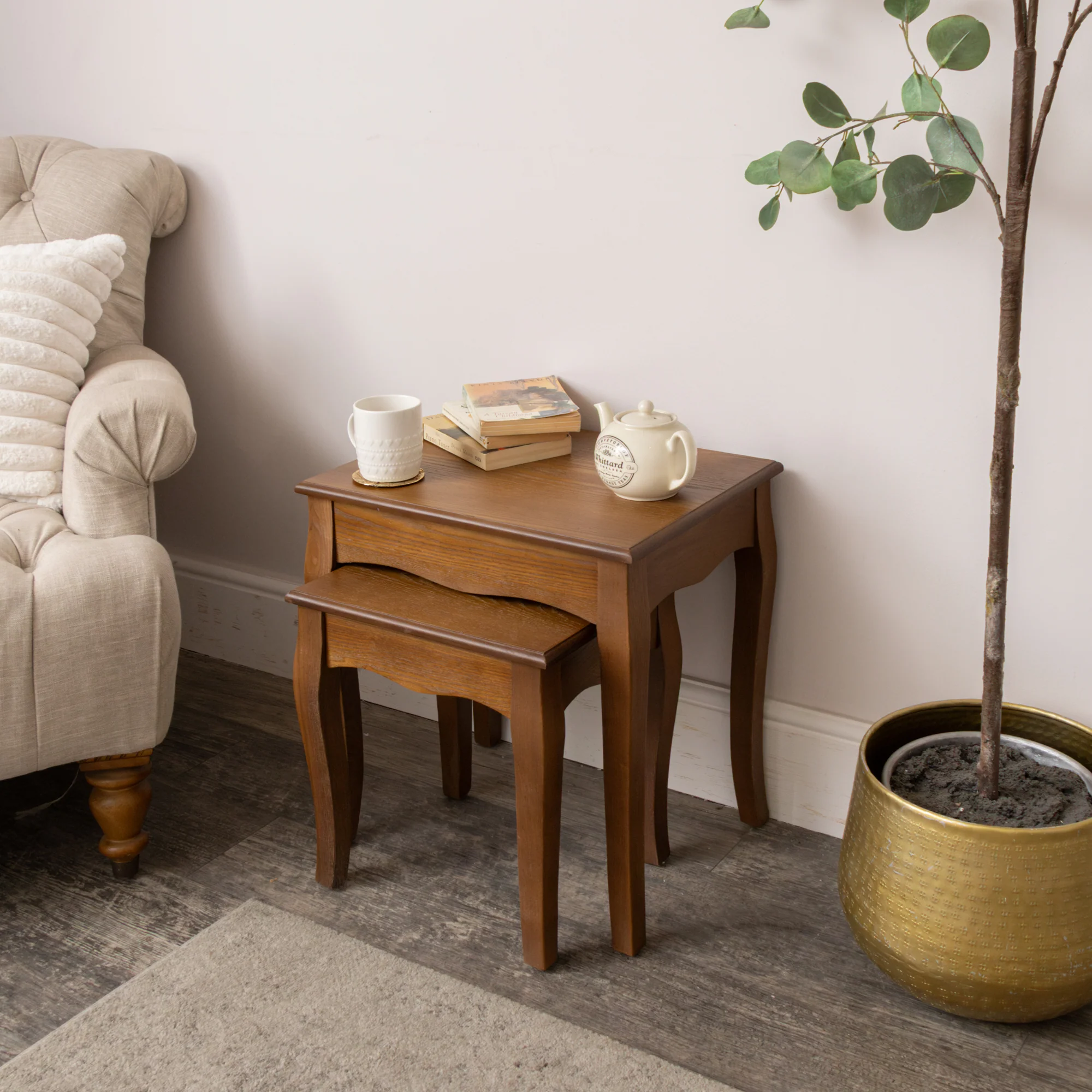Original Dark Wood Set of 2 Nest of Tables - Ashwell Range Environmentally Friendly