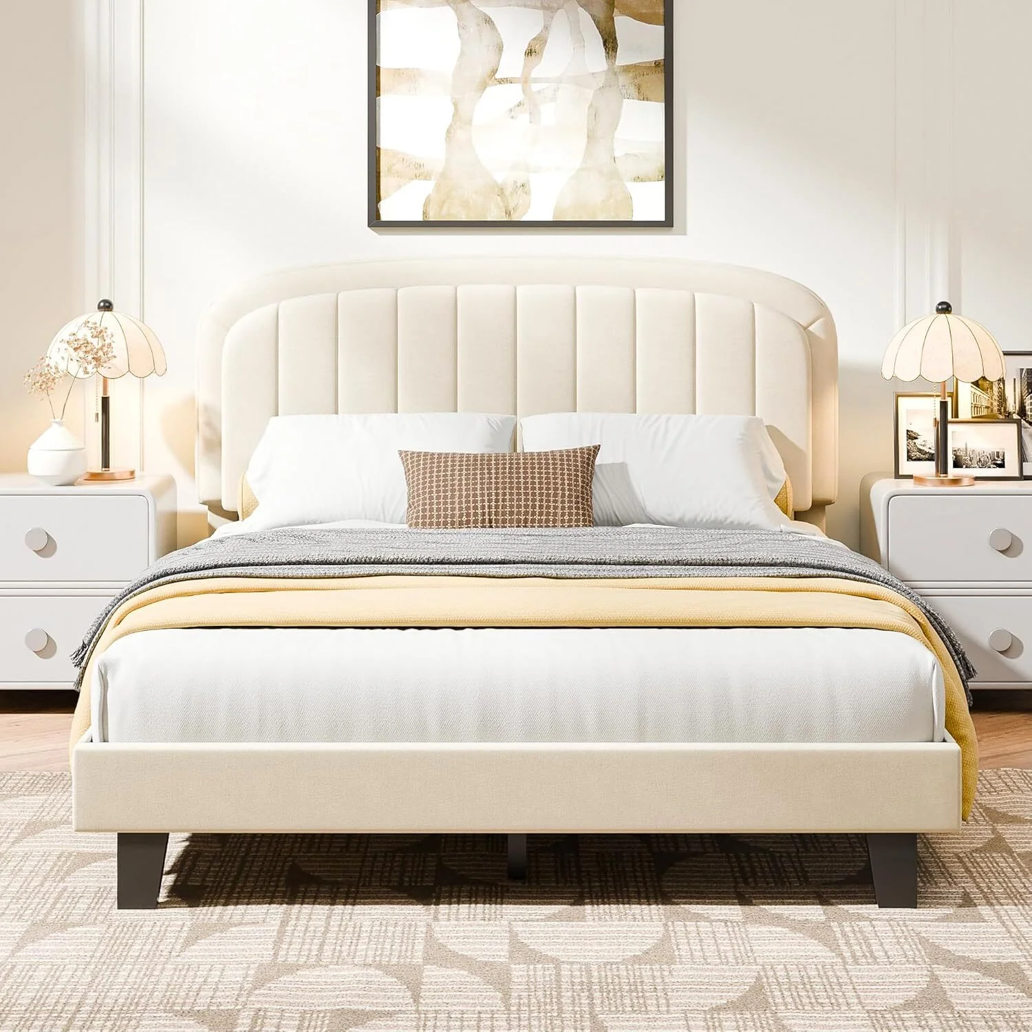 Sustainable Discontinued Velvet Upholstered Bed Frame with Adjustable Headboard Solid Wood Slats Support No Box Spring Needed Discontinued Velvet Upholstered Bed Frame with Adjustable Headboard Solid Wood Slats Support No Box Spring Needed User-Friendly