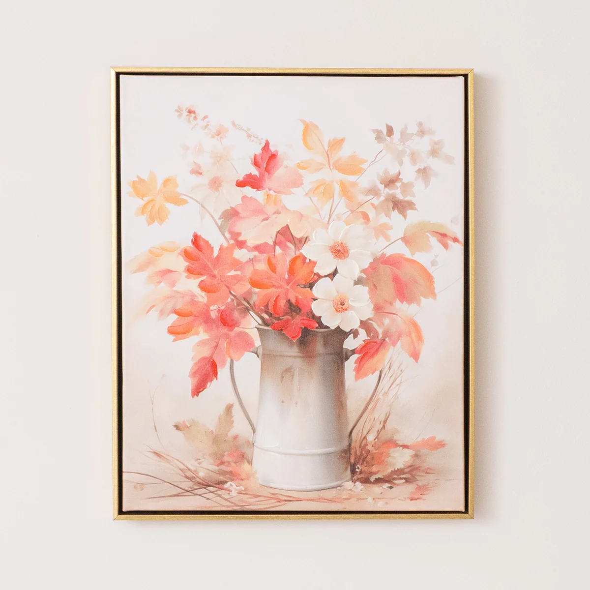 Recyclable Large Red Floral Autumn Framed Wall Print Art - 50cm x 40cm Pure