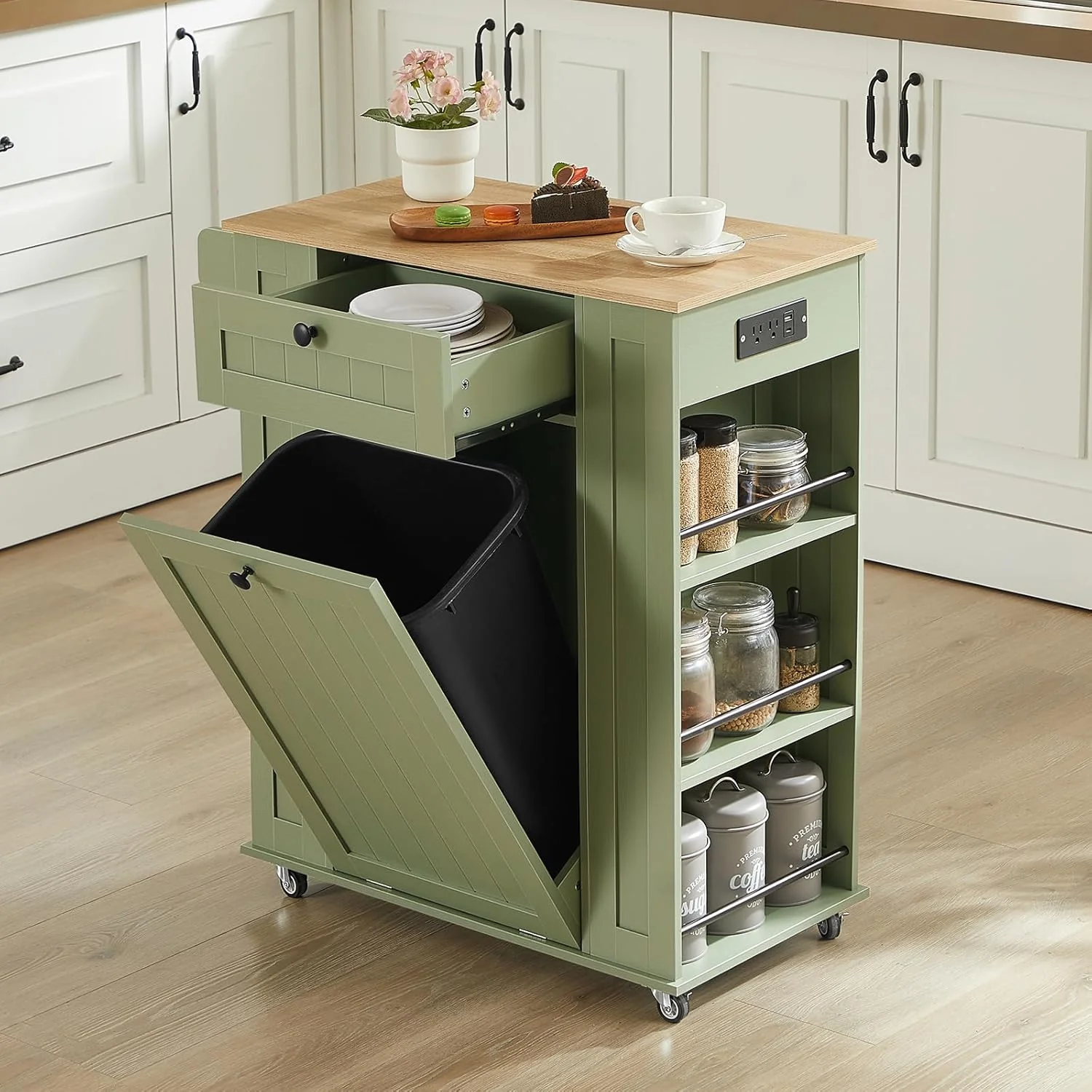 Verified 35 Kitchen Island Rolling Kitchen Cart with Power Outlet Spice Rack Drawer35 Kitchen Island Rolling Kitchen Cart with Power Outlet Spice Rack Drawer Carefully Designed