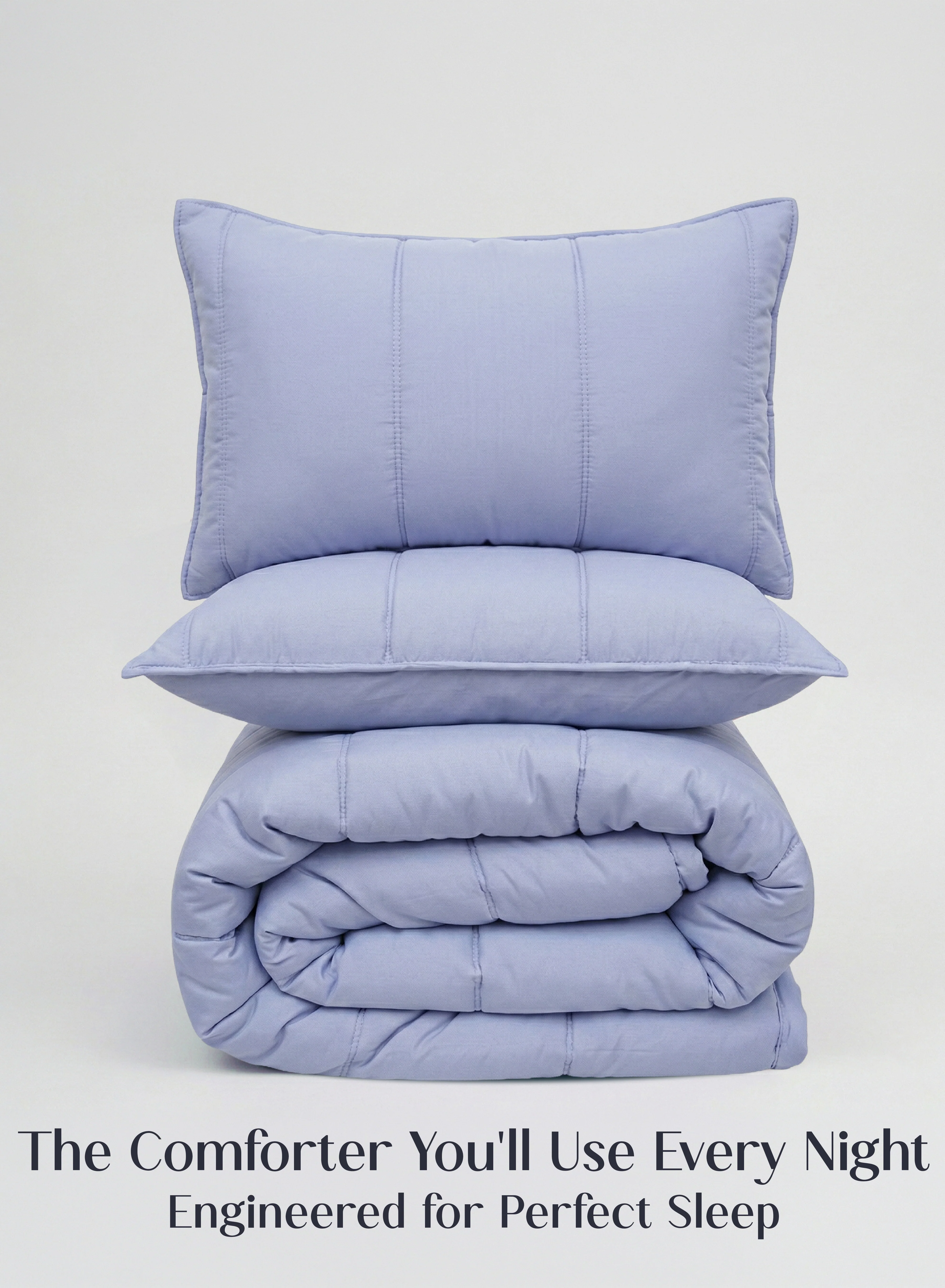 Outstanding Cocoon AC Comforter Set 5-Piece Designer Bed Set for Modern Homes Lavender Haze Solid