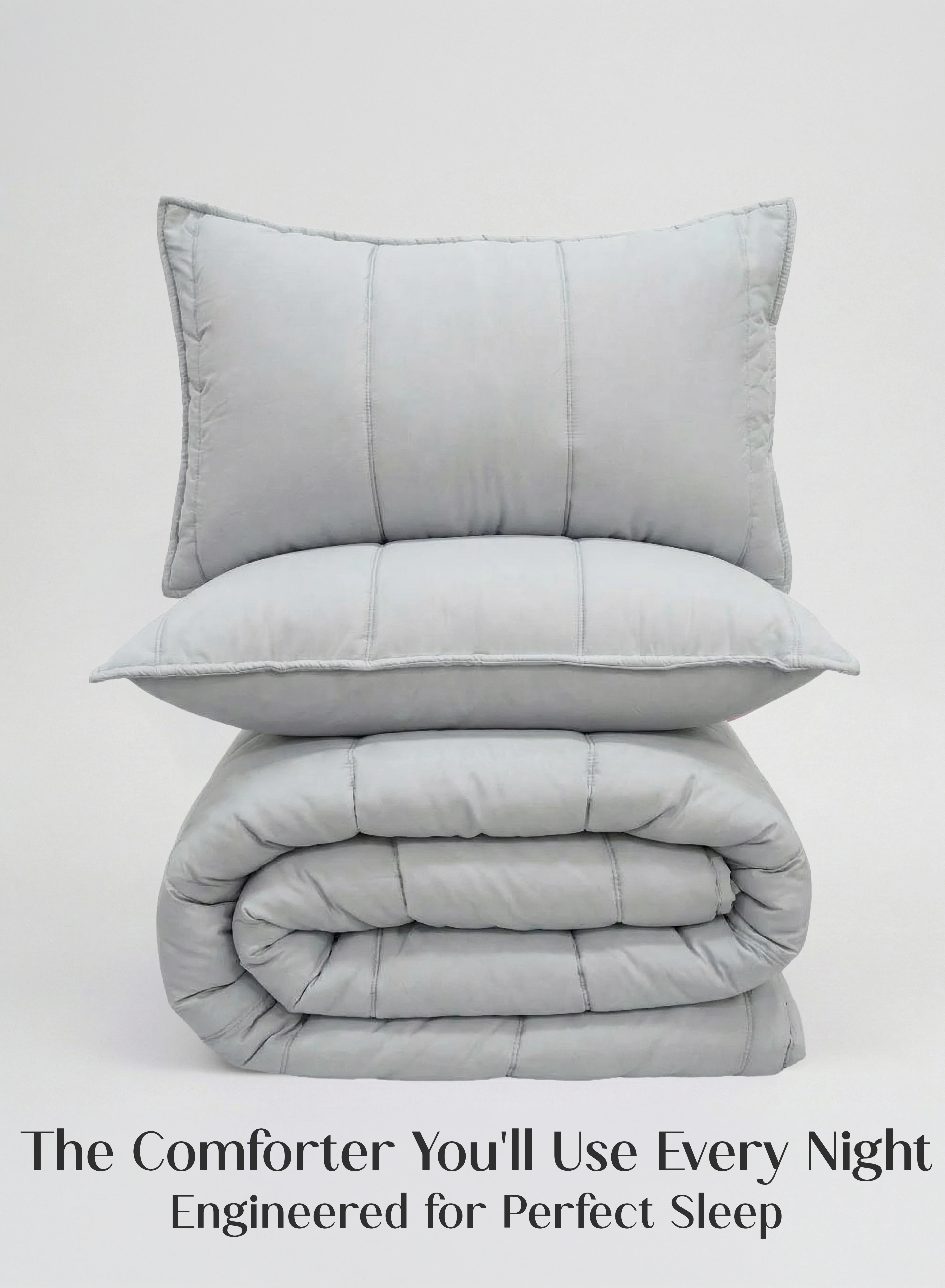 Specialty Cocoon AC Comforter Set 5-Piece Designer Bed Set for Modern Homes Pearl Gray Next-Generation