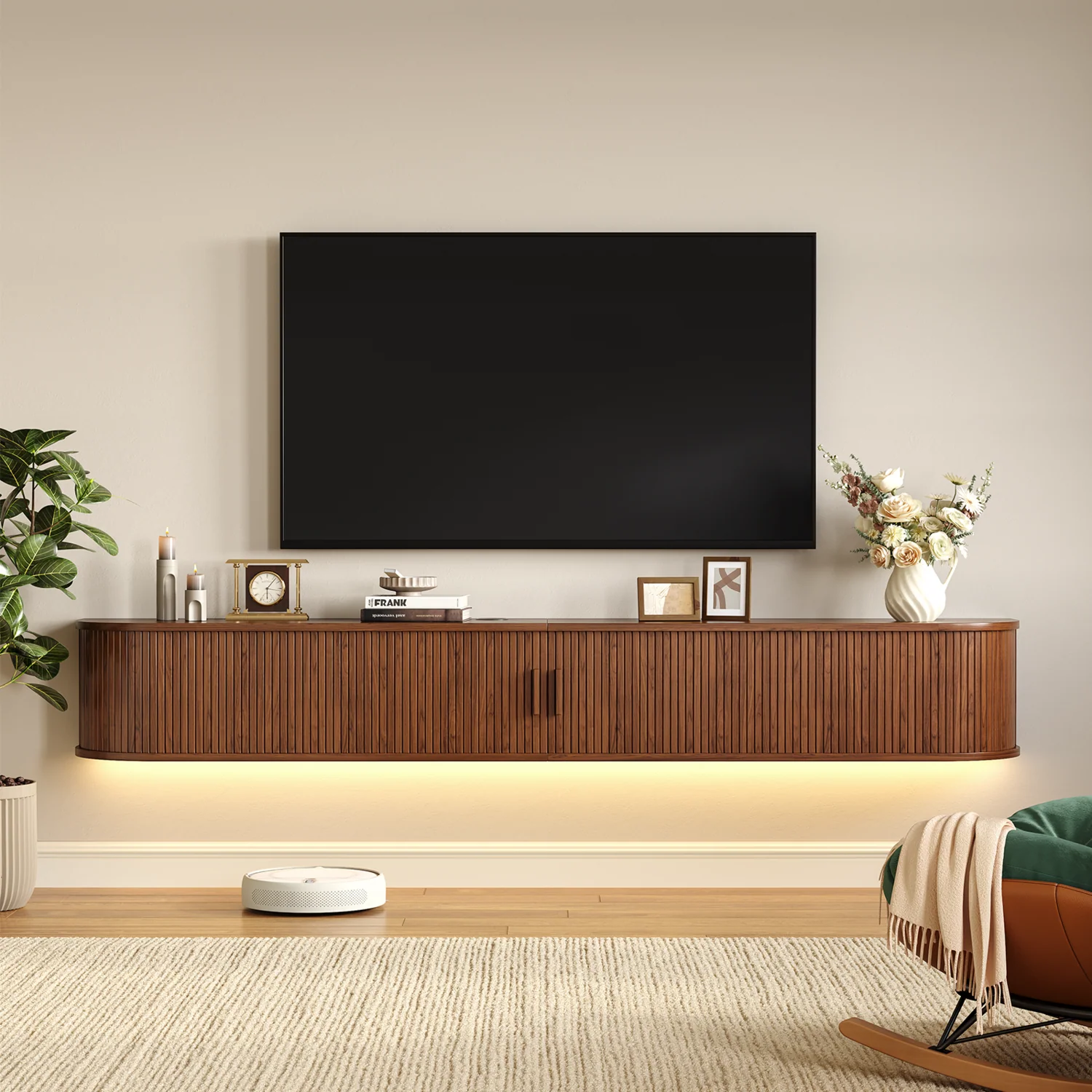 Powerful Floating TV Stand with LED Light 80 Wall Mounted Entertainment Center with Storage and Power OutletFloating TV Stand with LED Light 80 Wall Mounted Entertainment Center with Storage and Power Outlet Optimized