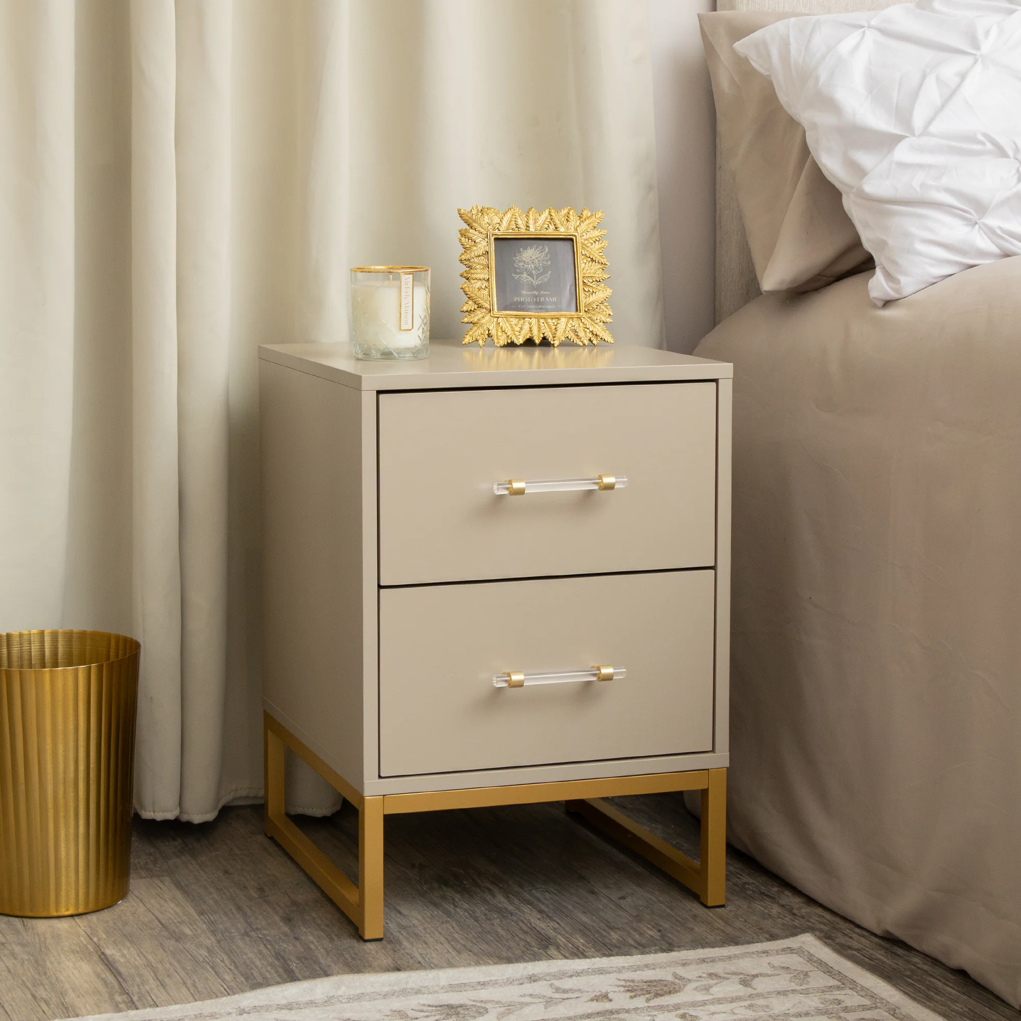 Prestigious Two Drawer Bedside Table - Liana Taupe Range Trendy